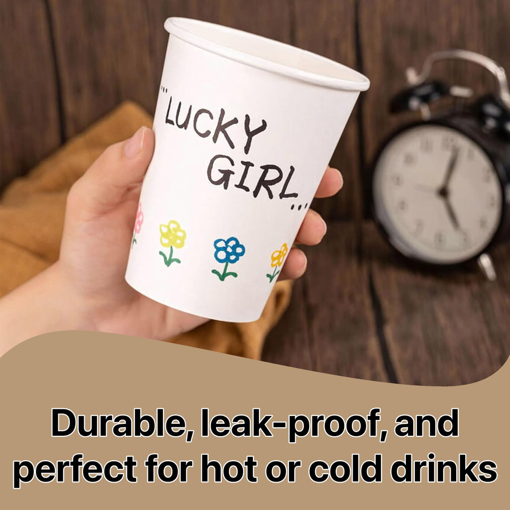Pokanic Paper White Cups [ oz] with Lids and Sleeves x [10 Set] Disposable Hot Cold Coffee Water Beverage Drinking for School Office Home Kitchen Cafe Restaurant