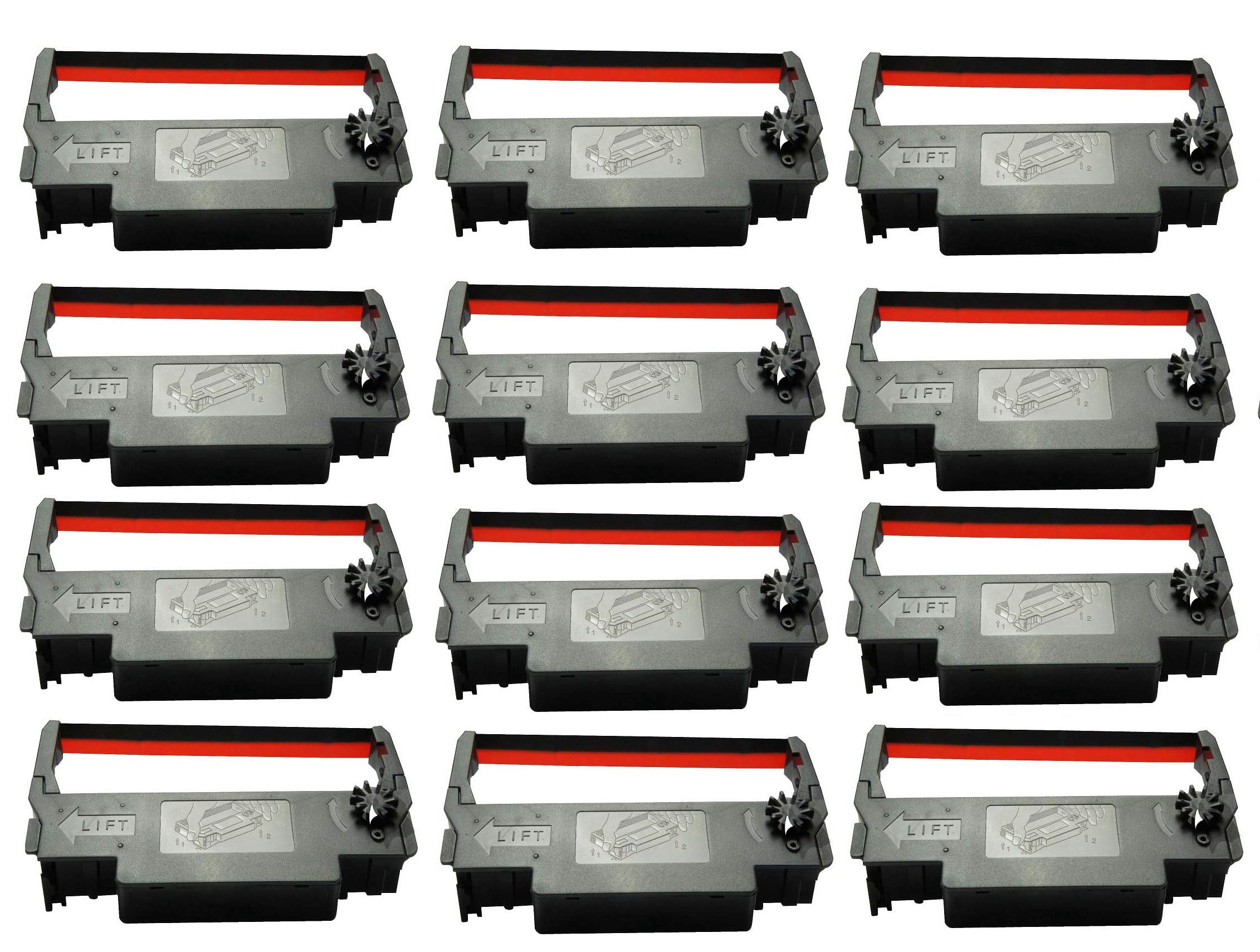 ERC-30 34 38 Ribbon Ink Cartridge Receipt Printer Black and Red, ERC30 Compatible with Epson Printer SNBC BTP-M280, BTP-M280A, BTP-M280B, BTP-M280D, BTP-M300, POS (12 Pack)