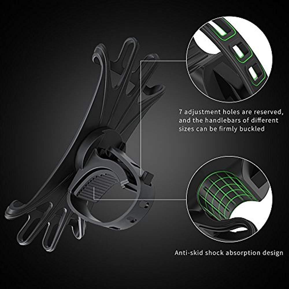 Pokanic Bike Cell Phone Mount, Silicone Bike Bicycle Motorcycle MTB Stroller Handlebar, Universal Cycling Holder Fits 360° Rotation Compatible with All Apple iPhone Samsung Galaxy, Google Pixel