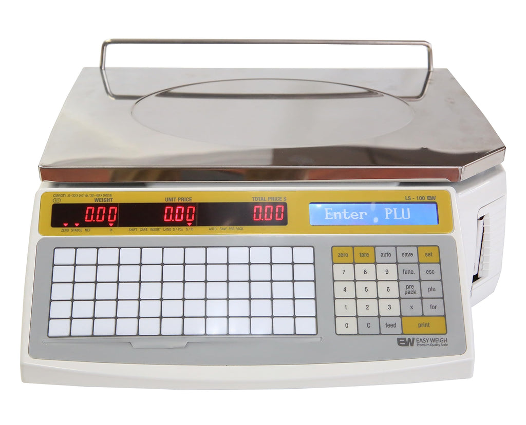 Aquos Commercial Retail Scale LS-100F Label Printing Scale – NTEP Legal for Trade Class III Digital Price Computing Scale | 60 lb Capacity | Ethernet Network | Thermal Label Printer