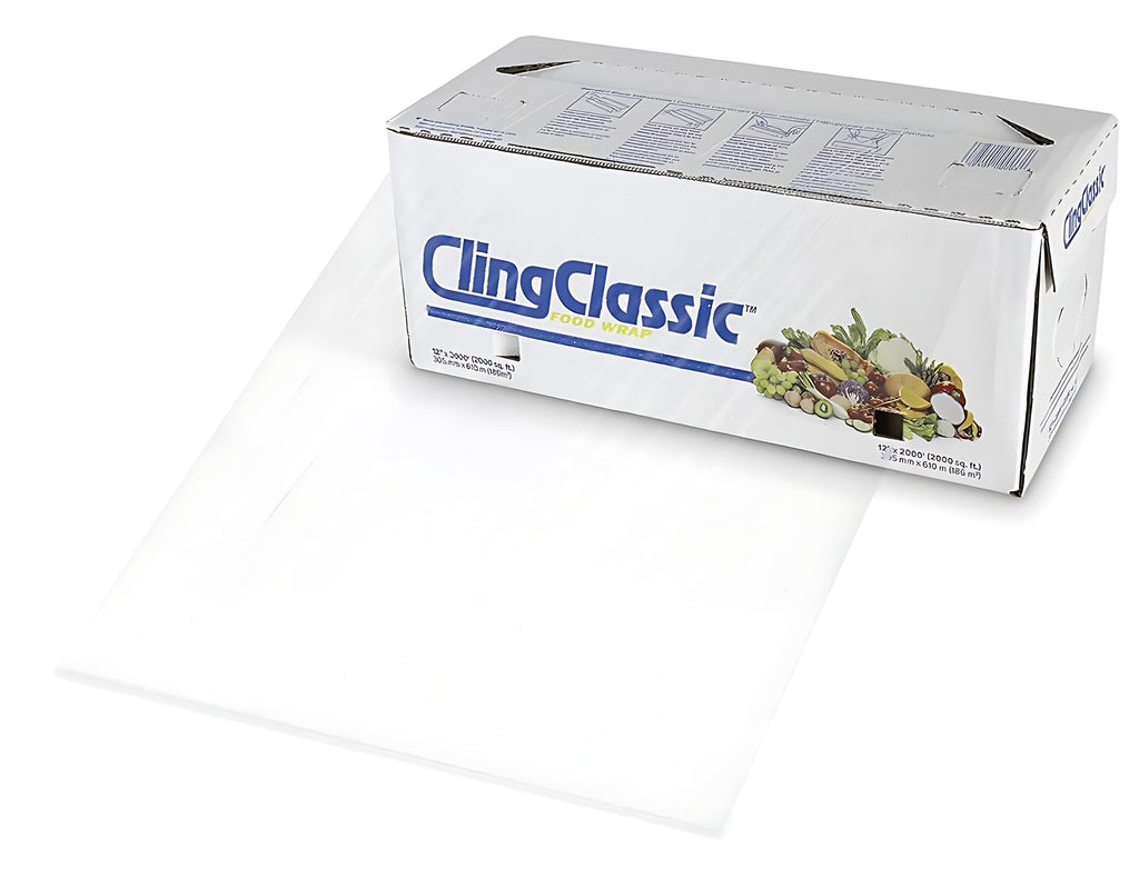 Pokanic Cling Plastic Wrap Classic Food Stretch Film Roll Clear ZipSafe Blade Cutter Easy to Cut Dispenser PVC BPA-Free Microwave & Freezer Safe Securely Seal Home Commercial Use
