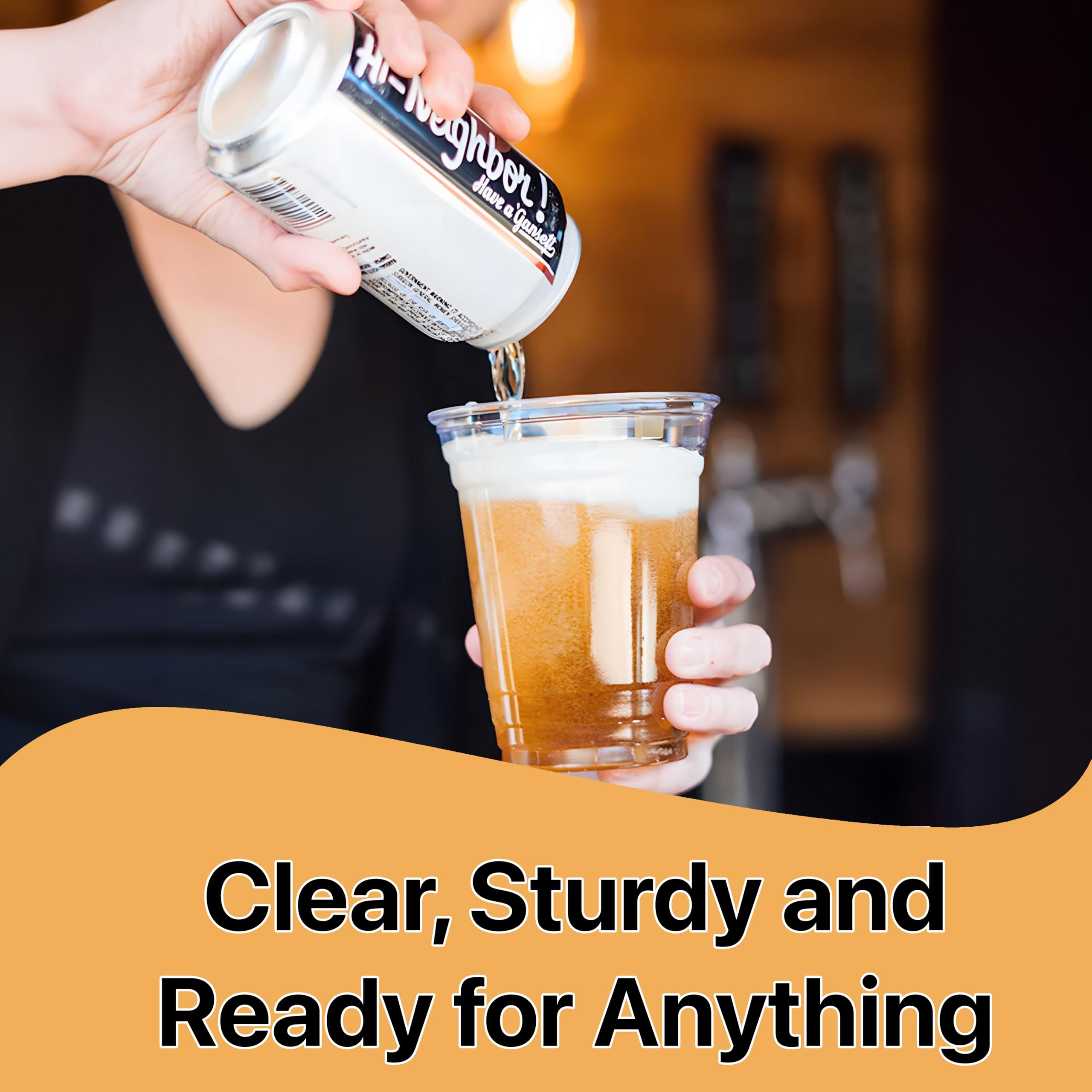 Pokanic Plastic Clear Cups [16 oz] x [25 Cups] Disposable Cold Beverage Drinking Iced Coffee Water Juice Tea Party Travel Cafe Restaurant School Office Home Kitchen