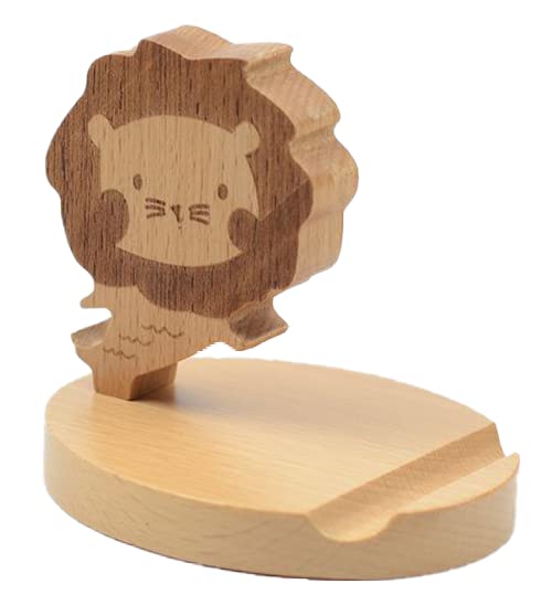 Pokanic Cell Phone Tablet Wooden Stand Dock Holder Cradle Mount Organizer Charger Station Table Desk Room Office School Kitchen Non-Slip Wood