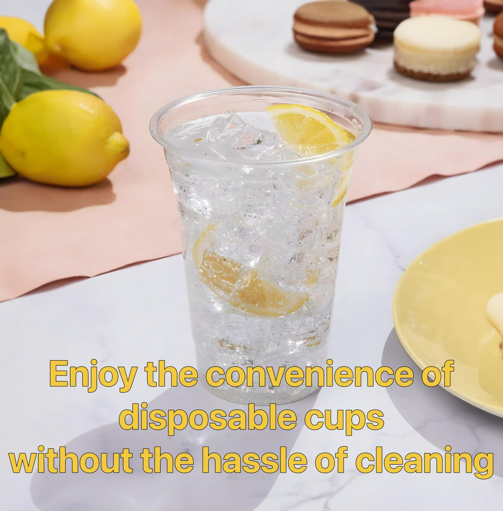 Pokanic Plastic Clear Cups [ oz] with Lids and Straws [ Set] Disposable Cold Beverage Drinking Iced Coffee Water Juice Tea Party Travel Cafe School Office Home Kitchen