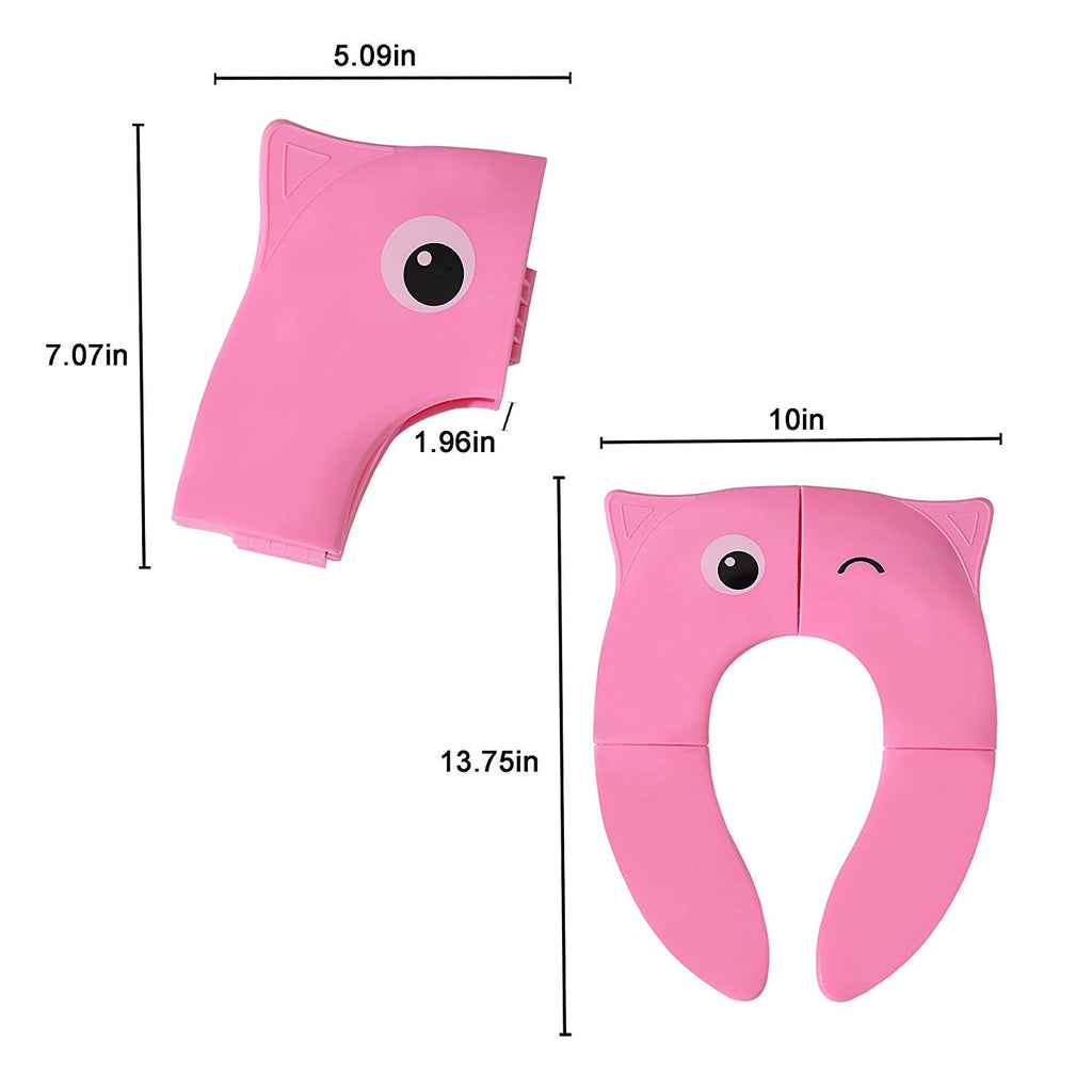 POKANIC Toilet Potty Training Seat Cover, Travel Toilet Seat, Folding Non Slip Silicone Pads, Travel Portable Reusable Kids Toddlers Boys Girls, Carry Bag