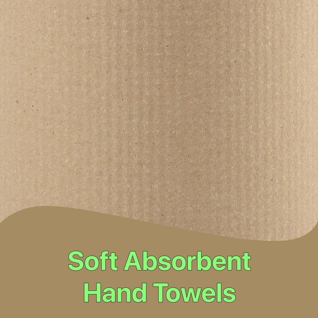 Pokanic Paper Hand Towel 6 Rolls Natural Brown 8" 350 ft 1 Ply Hardwound Universal 100% Recycled Fiber Compatible with Tork Dispensers Restrooms Kitchen
