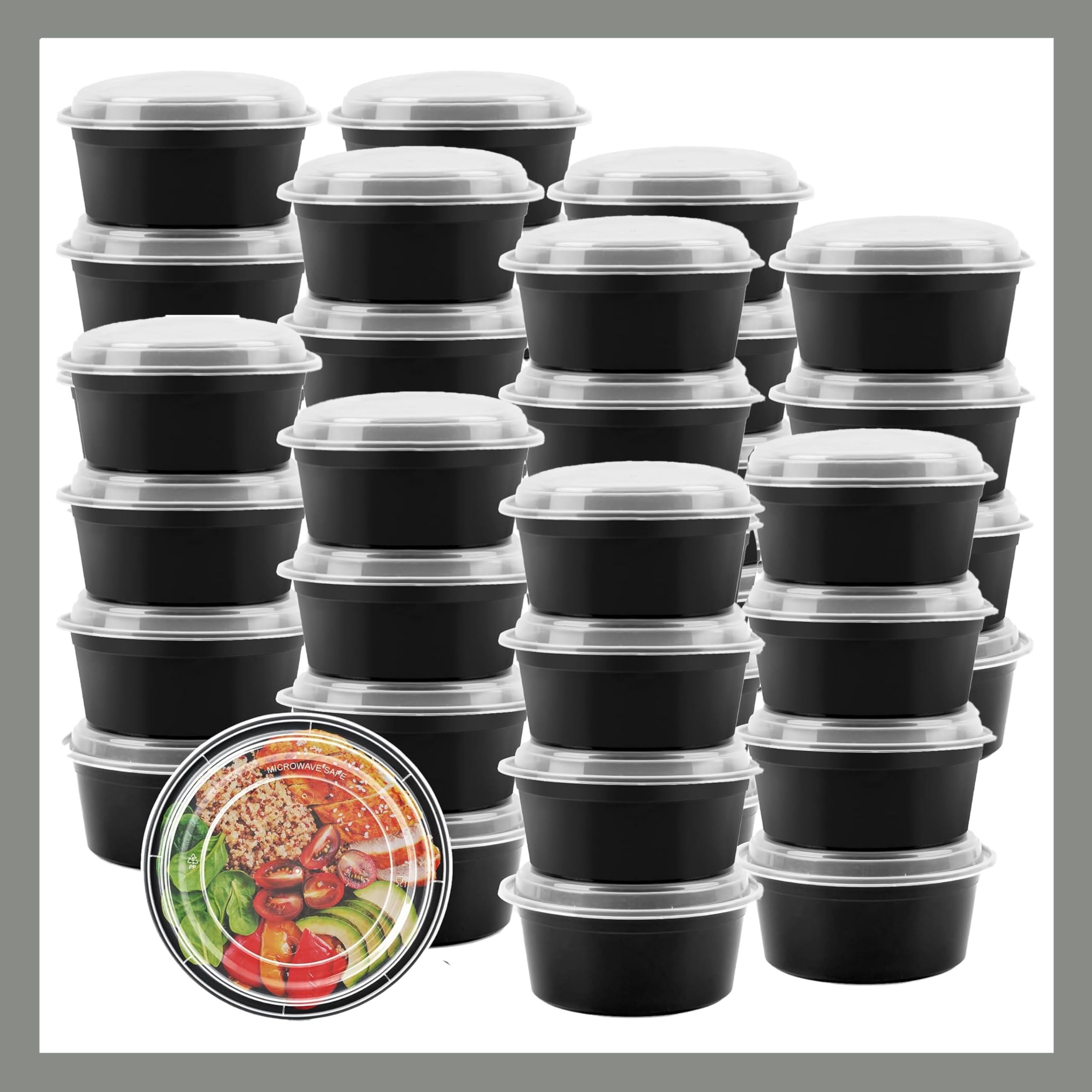 Pokanic Meal Prep Containers Round [ Set] x [ oz] with Lids, 1 compartment, Stackable, Reusable, Leakproof, Food Safe, Microwave, Freezer & Dishwasher Safe for Food Prep Storage