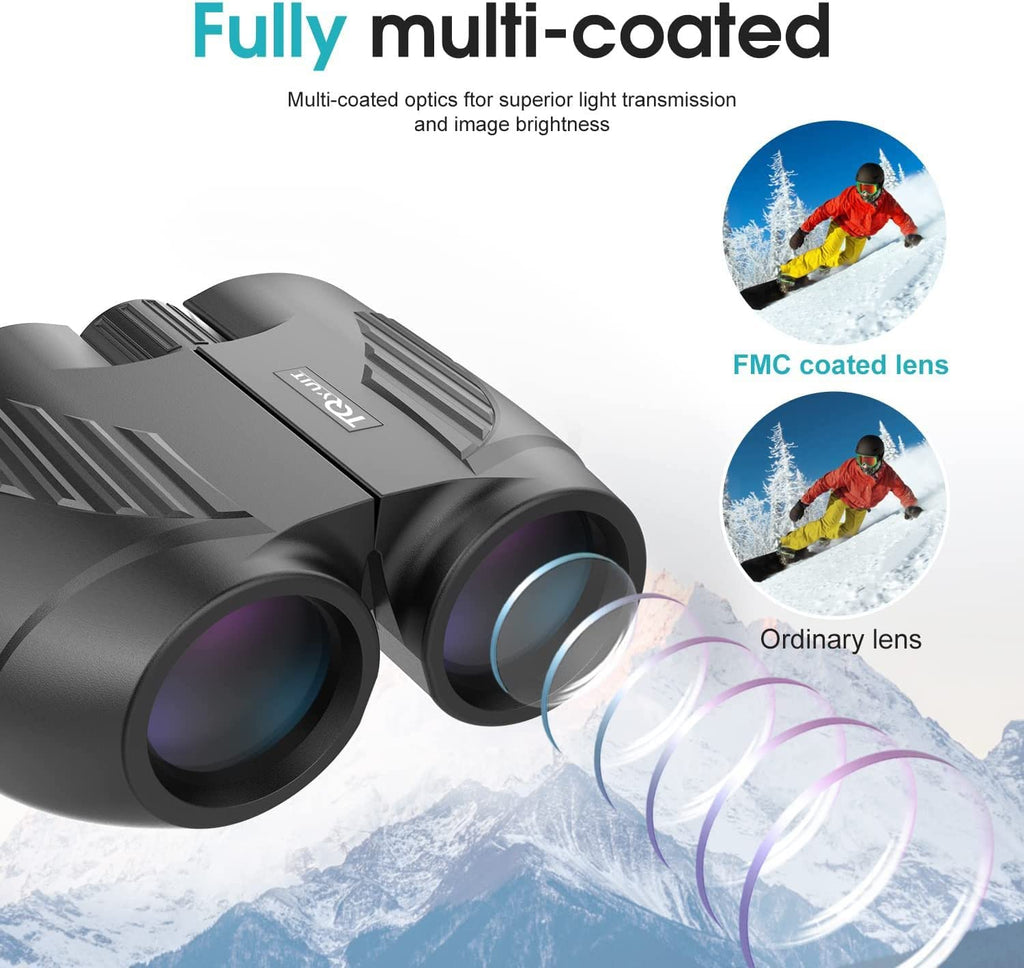 Pokanic Binoculars High-Resolution [12 x 25 Optics] Clear Vision Compact Size for Travel, Camping, Hiking, Bird Watching, Wildlife, Outdoor Adventure