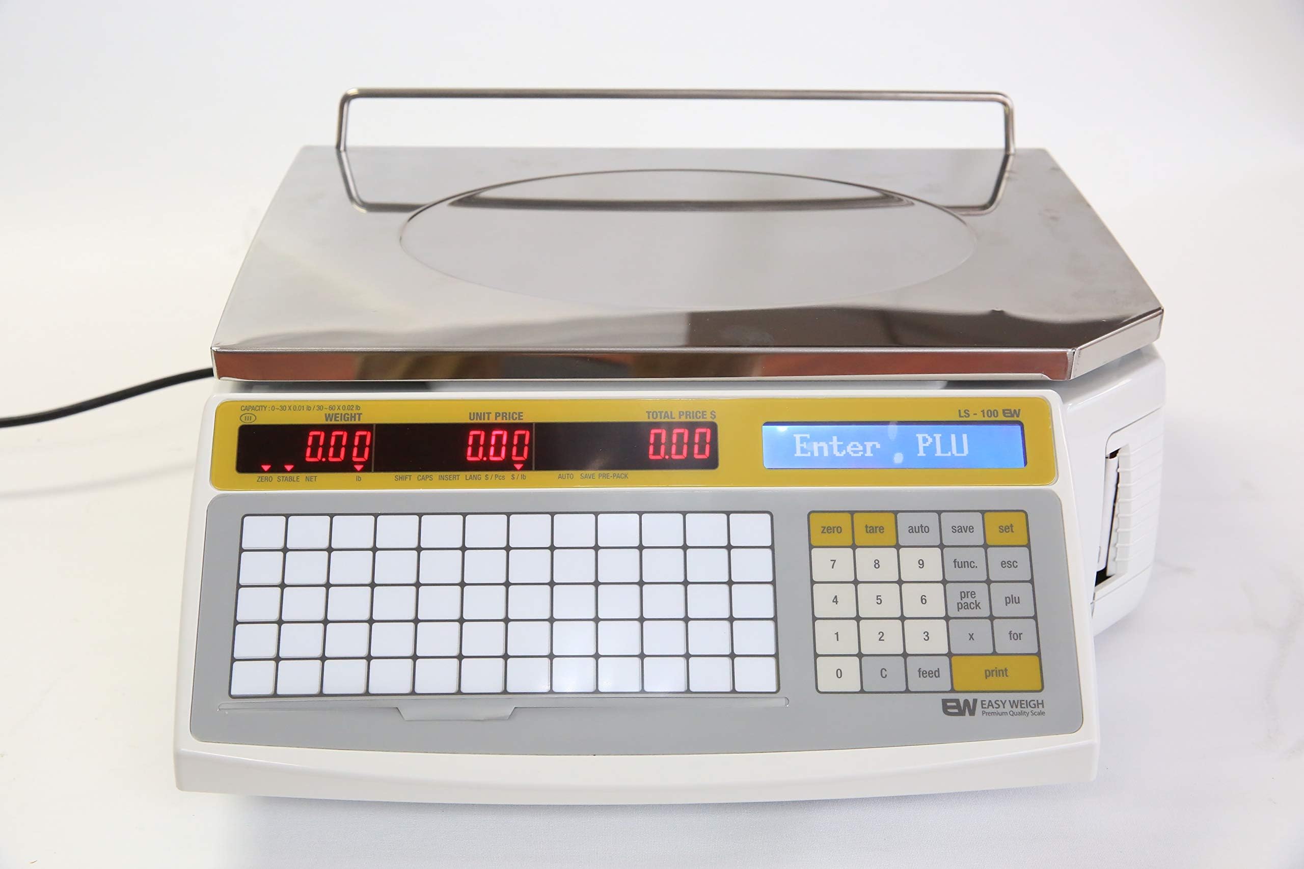 Easy Weigh LS-100 60 LB Dual Range Fast Reliable Price Computing Printing Scale, LED & Alpha Large LCD, NTEP, Heavy Duty, Easy To Program & USE (Standard Display)