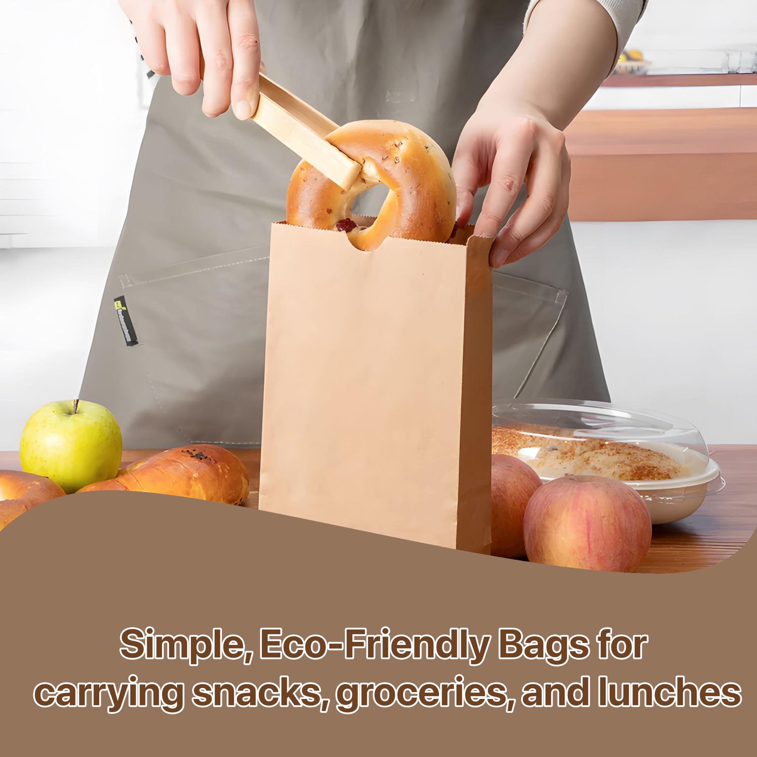 Pokanic Lunch Brown Paper Bags x 500 pcs (10 x 5 x 3 inch) Bulk Kraft 4 lb Capacity Eco Friendly Reusable Heavy DutyDisposable for Grocery Snacks Crafts Lunch Sandwich Food