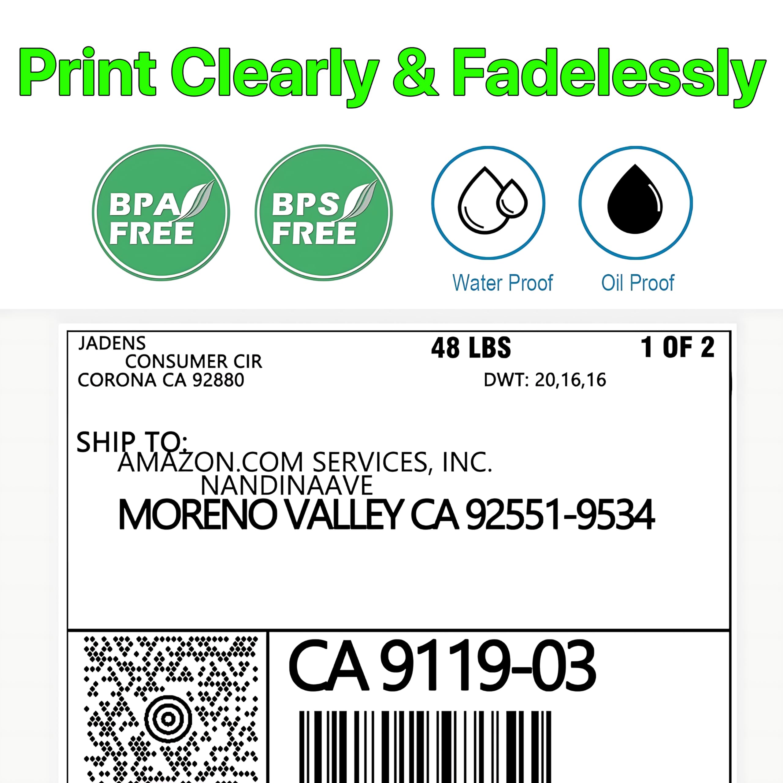 Pokanic Fanfold 4 x 6 inch Thermal Labels Stack Direct White Strong Adhesive Perforated Postage Shipping Printer Compatible with Zebra SNBC Epson Rollo