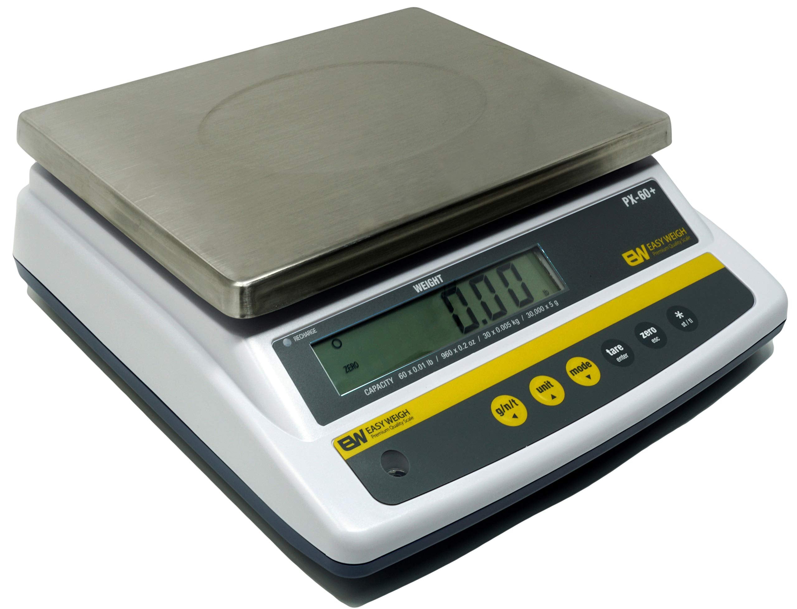 Easy Weigh PX 12 x 0.002 LB Capacity Digital Scale Rechargeable Battery Operated LCD Display Stainless Steel Platter KG Grams Ounces OZ Kitchen Deli Produce Electronic NTEP (PX-12)