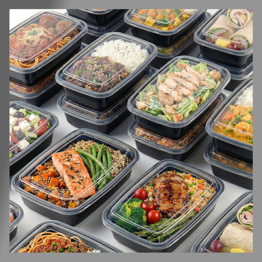 Pokanic Meal Prep Containers [ Set] oz with Lids, 1 compartment, Stackable, Reusable, Leakproof, Food Safe, Microwave, Freezer & Dishwasher Safe for Food Prep Storage Bento Box
