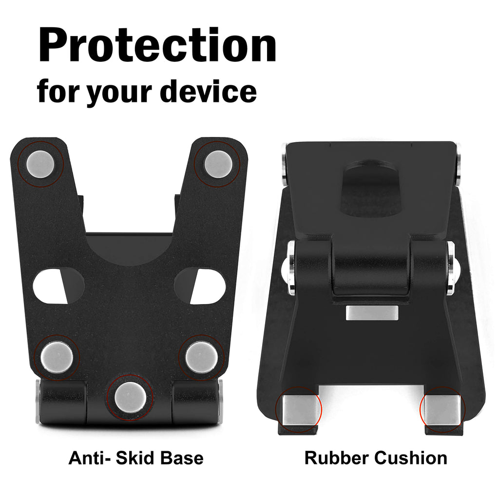 POKANIC Cell Phone Fully Foldable Stand Dock Holder Cradle Mount Organizer Charger Station Table Desk Office School Kitchen Travel Portable Adjustable Multi-Angle Aluminum Pouch