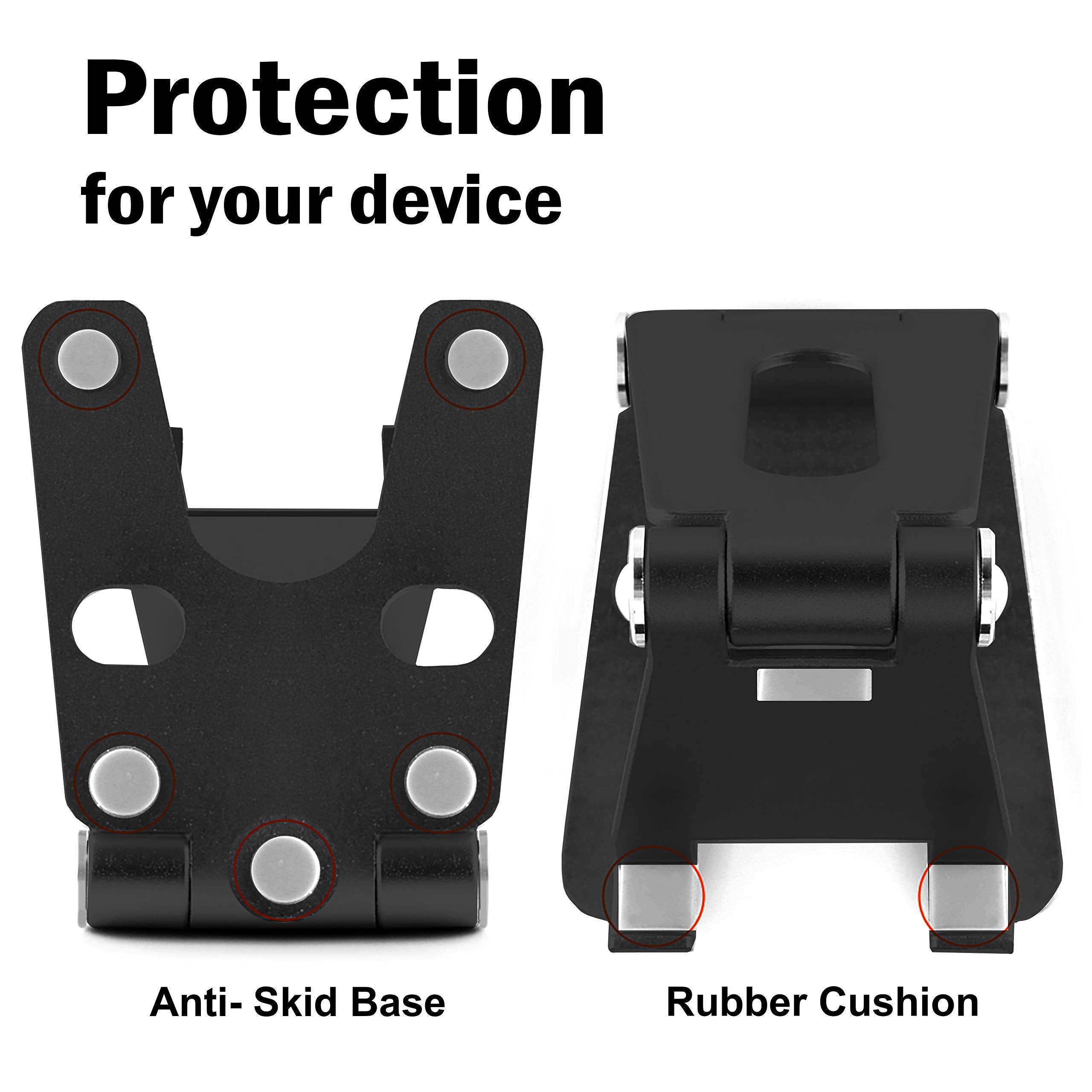 POKANIC Cell Phone Fully Foldable Stand Dock Holder Cradle Mount Organizer Charger Station Table Desk Office School Kitchen Travel Portable Adjustable Multi-Angle Aluminum Pouch