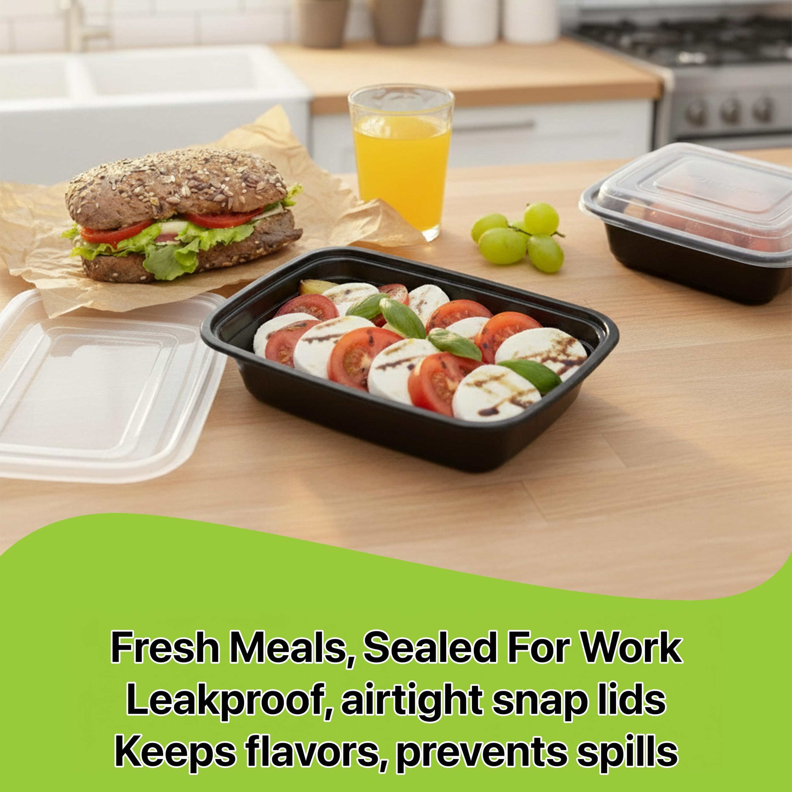 Pokanic Meal Prep Containers [ Set] oz with Lids, 1 compartment, Stackable, Reusable, Leakproof, Food Safe, Microwave, Freezer & Dishwasher Safe for Food Prep Storage Bento Box