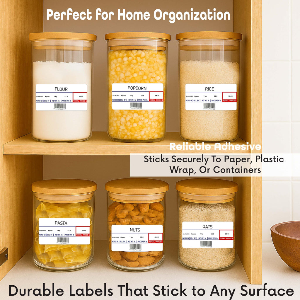Aquos CAS Printing Scale Label Rolls (8060) – Rectangular Blank Thermal Label Rolls | CAS Scale Labels for Grocery Stores, Butcher Shops, Delis & Supermarkets | Made in USA