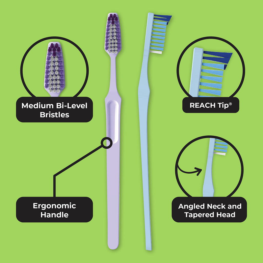 Reach Crystal Clean Toothbrush, Medium Bristles, 1 Count, Pack of 6