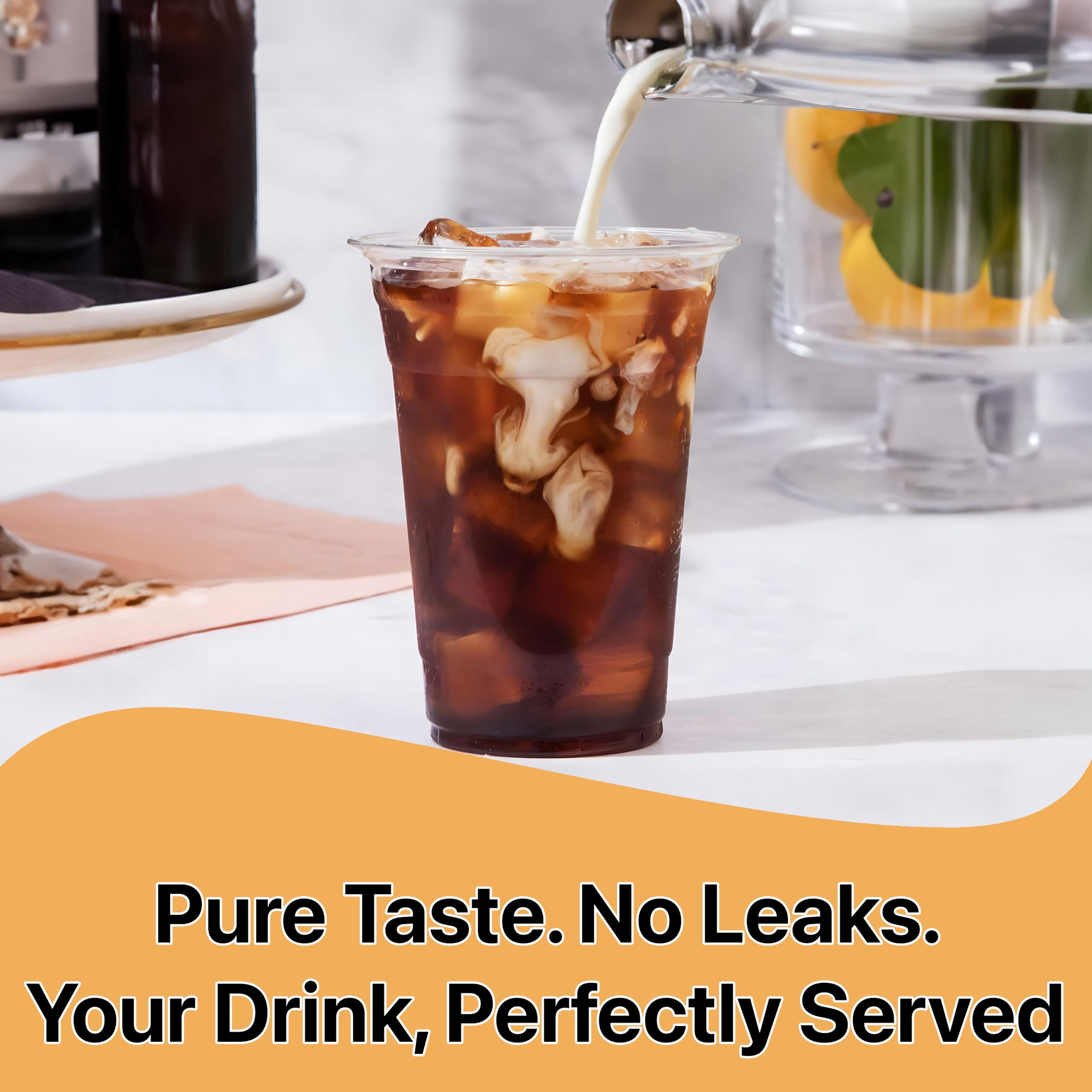 Pokanic Plastic Clear Cups [16 oz] x [25 Cups] Disposable Cold Beverage Drinking Iced Coffee Water Juice Tea Party Travel Cafe Restaurant School Office Home Kitchen