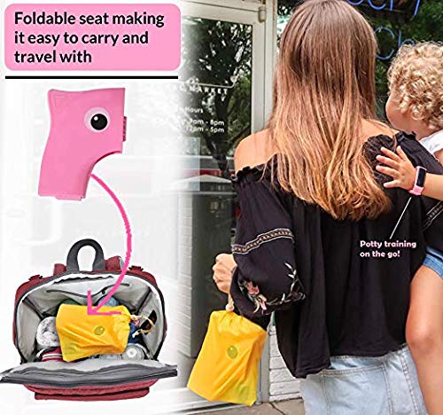 POKANIC Toilet Potty Training Seat Cover, Travel Toilet Seat, Folding Non Slip Silicone Pads, Travel Portable Reusable Kids Toddlers Boys Girls, Carry Bag