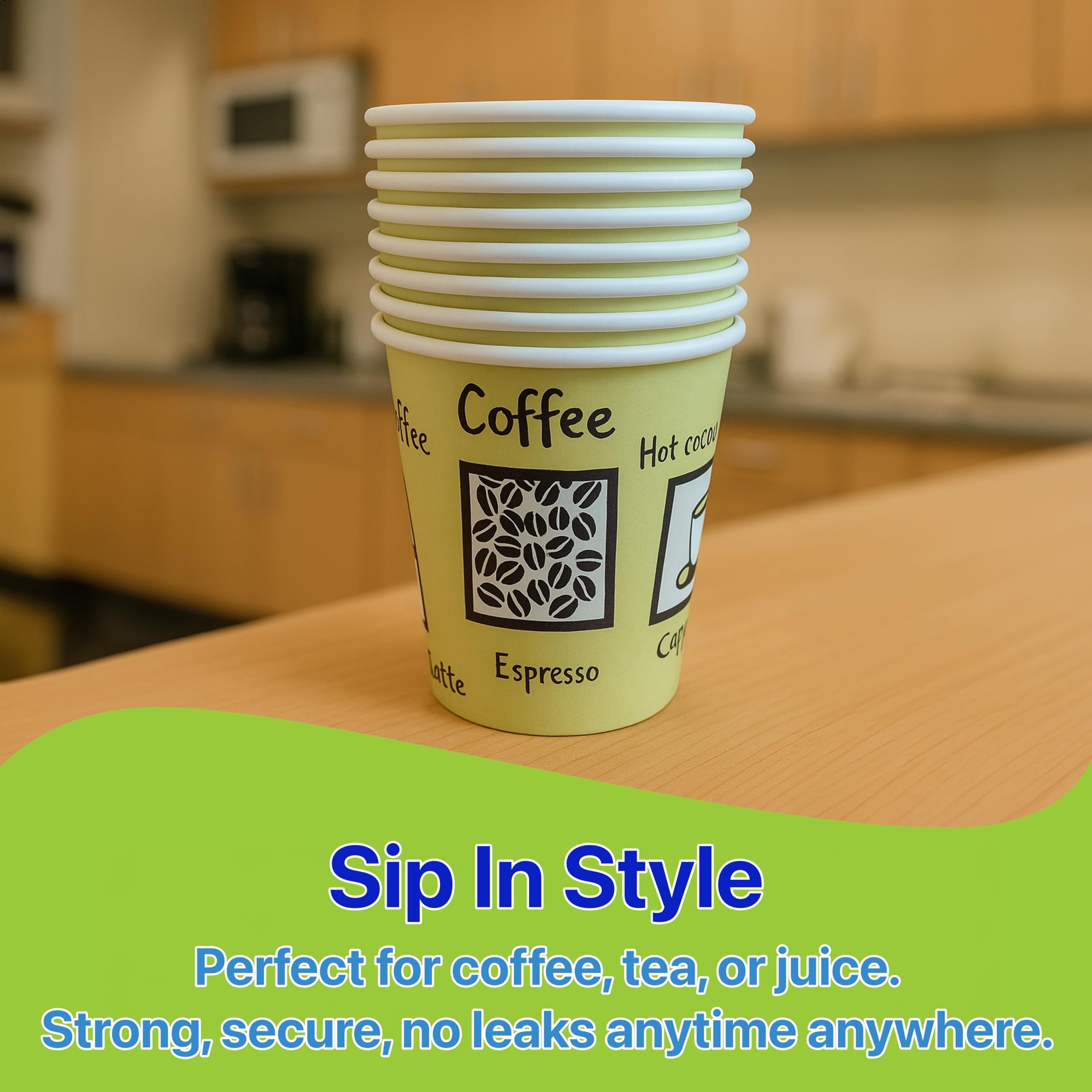 Pokanic Paper Cups oz Pack Disposable Hot Cold Beverage Drinking Coffee Water Juice Tea Party Travel Events Cafe Restaurant School Office Home Kitchen