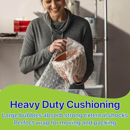 Pokanic Large Bubble Protection Clear Wrap [12 inch x ft] Air Cushion Inflatable Pillow Bags Heavy Duty Wrapping Packing Shipping Moving