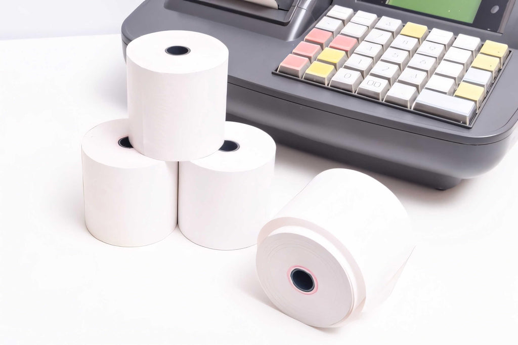 Pokanic 3" x 150' 1 Ply Bond White Paper Rolls Kitchen Receipt POS Cash Register Compatible with Clover Epson SNBC Star Sam4s Ellix Bixolon Impact Printers SP700 ERC30 34 38 TMU200