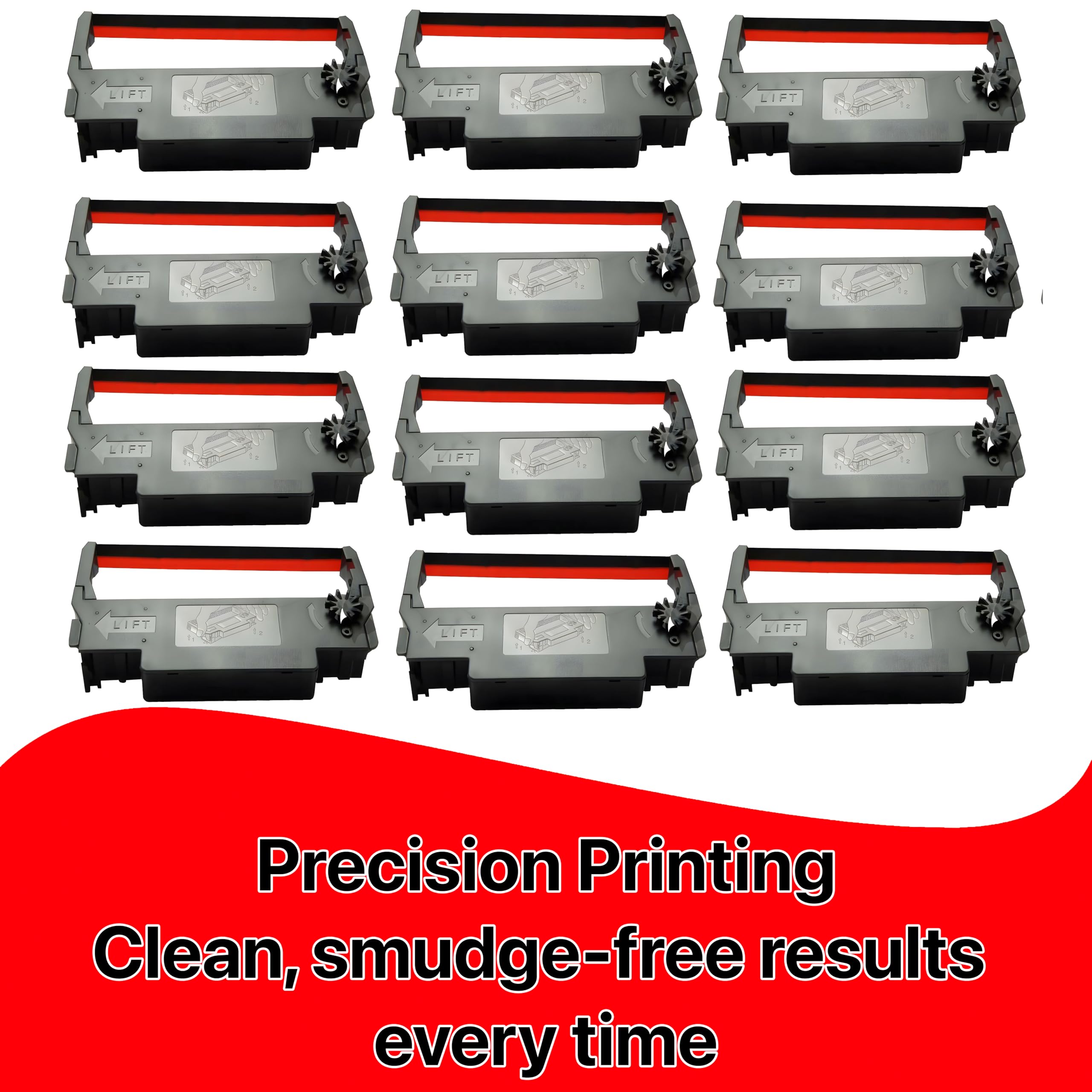 ERC-30 34 38 Ribbon Ink Cartridge Receipt Printer Black and Red, ERC30 Compatible with Epson Printer SNBC BTP-M280, BTP-M280A, BTP-M280B, BTP-M280D, BTP-M300, POS (12 Pack)
