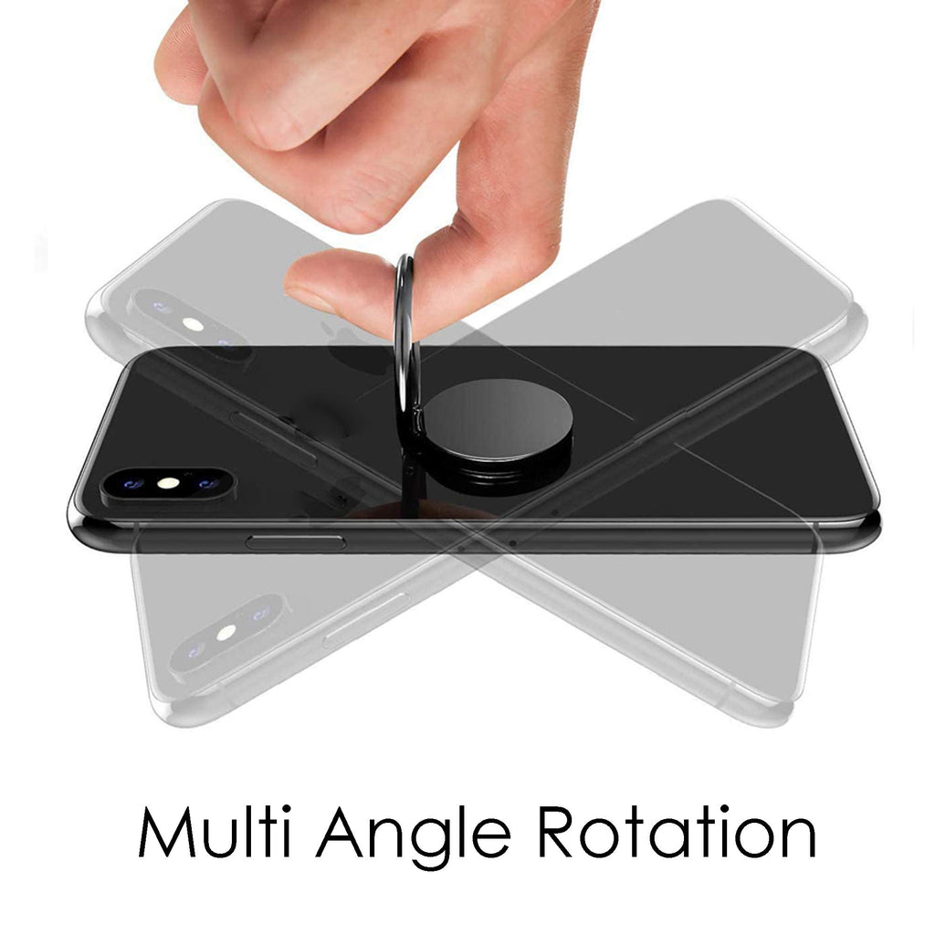 Pokanic Cell Phone Holder Finger Metal Ring Grip Stability Kickstand 360° Rotation Adjustable Collapsible Compatible with Apple iPhone, Samsung Galaxy, LG