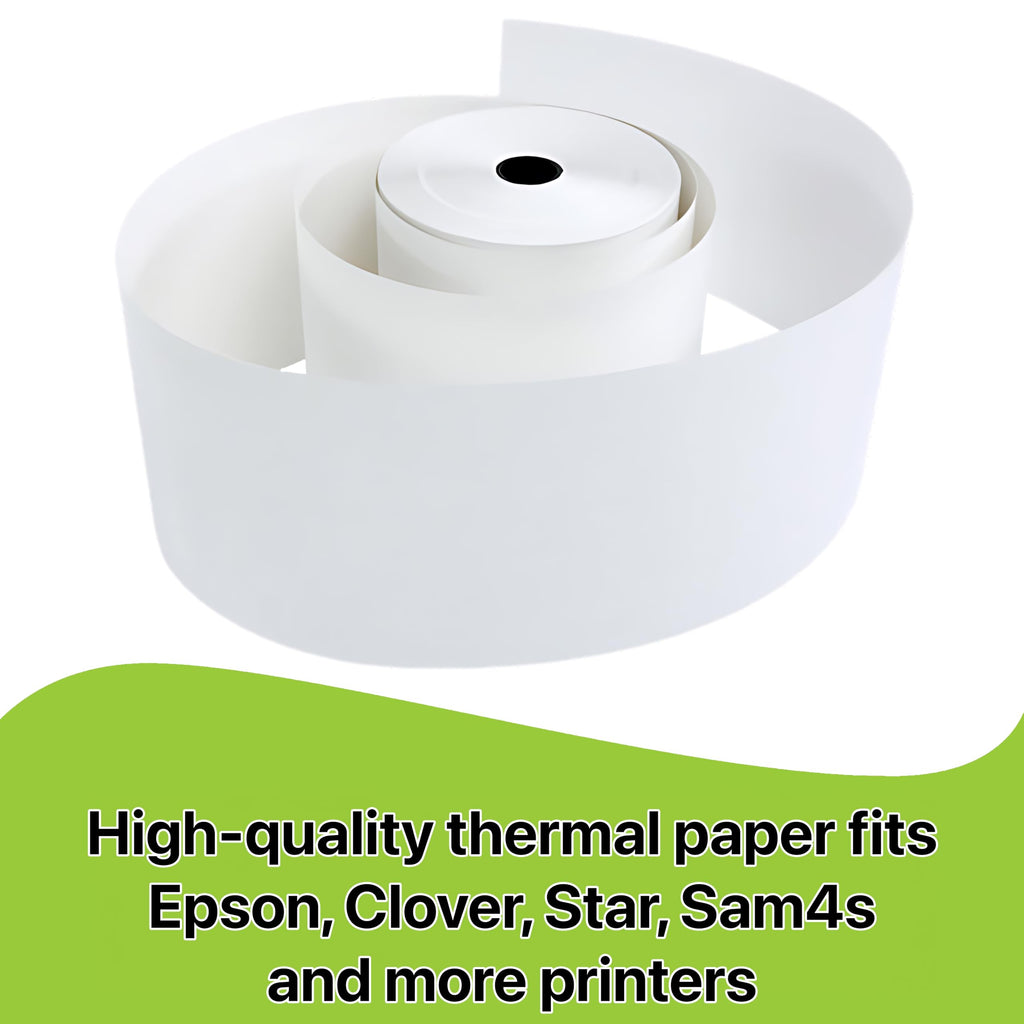3 1/8 x 230' Thermal Receipt Paper POS Cash Register Calculator Supplies Rolls Individual Packed Made in South KOREA Compatible with Epson, SNBC, Sam4s, Star, Clover Printers