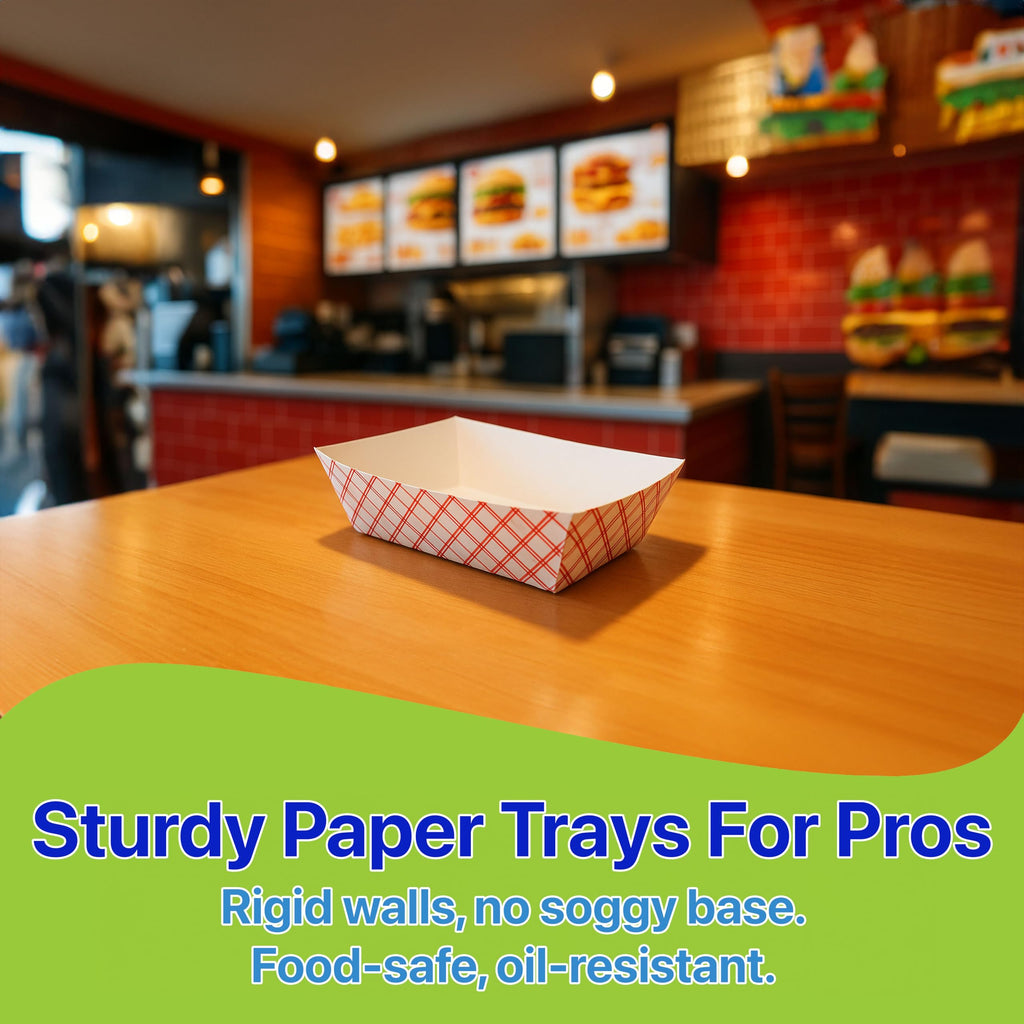 Pokanic Checkered Kraft Paper Boat Trays [ lb] x [ Pack] Disposable [ x x x] Containers Bowls Baskets Heavy-Duty Foods Snacks Hot Dogs Sandwich Burgers Popcorn Chips Tacos Nachos
