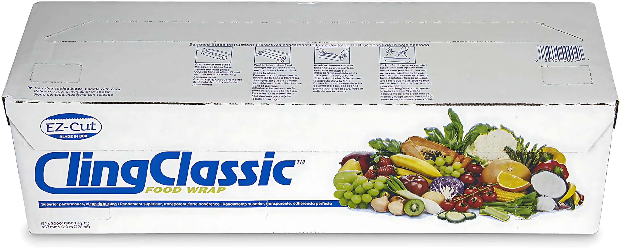 Pokanic Cling Plastic Wrap Classic Food Stretch Film Roll Clear ZipSafe Blade Cutter Easy to Cut Dispenser PVC BPA-Free Microwave & Freezer Safe Securely Seal Home Commercial Use