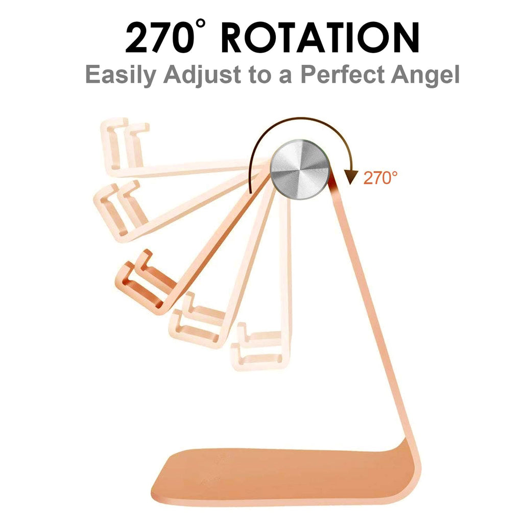 Pokanic Phone & Tablet Stand Adjustable Multi‑Angle Aluminum Phone & Tablet Stand Non‑Slip Dock/Cradle/Charging Station for Desktop, Bed, Kitchen, Office