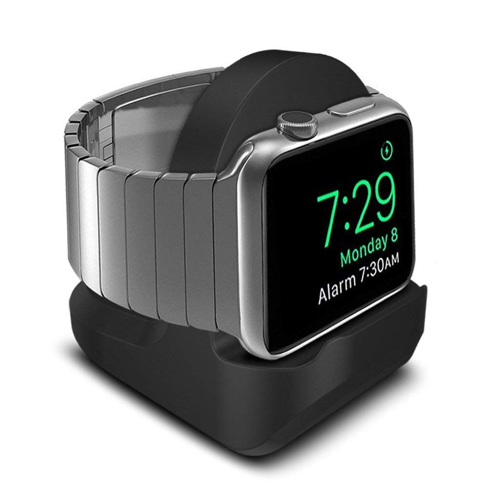 Watch Stand Compatible Apple Watch with All Series and All Models, Silicone Charging Dock with Nightstand Mode and Cable Management Slot, Portable Desk Holder for Home or Travel