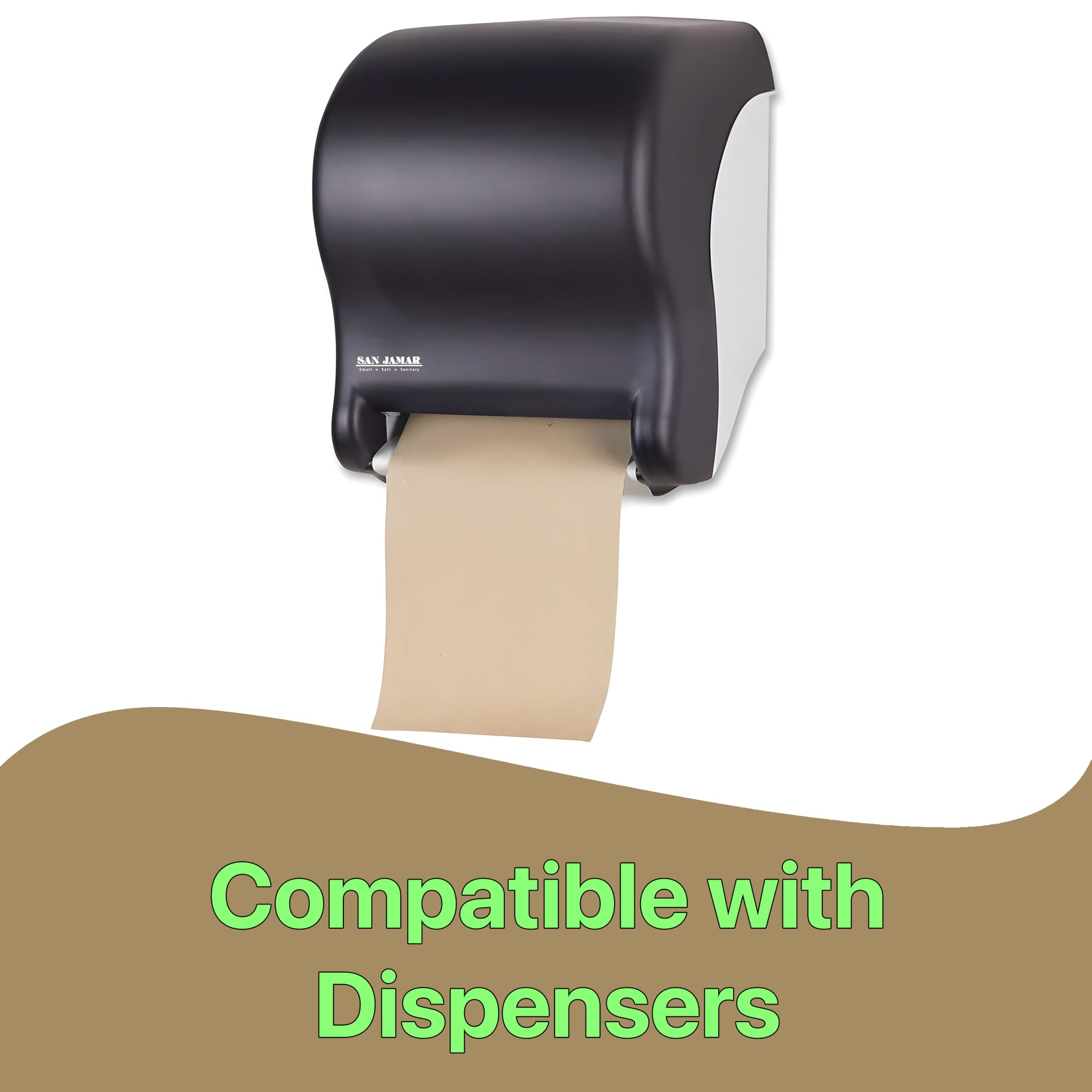 Pokanic Paper Hand Towel 6 Rolls Natural Brown 8" 350 ft 1 Ply Hardwound Universal 100% Recycled Fiber Compatible with Tork Dispensers Restrooms Kitchen
