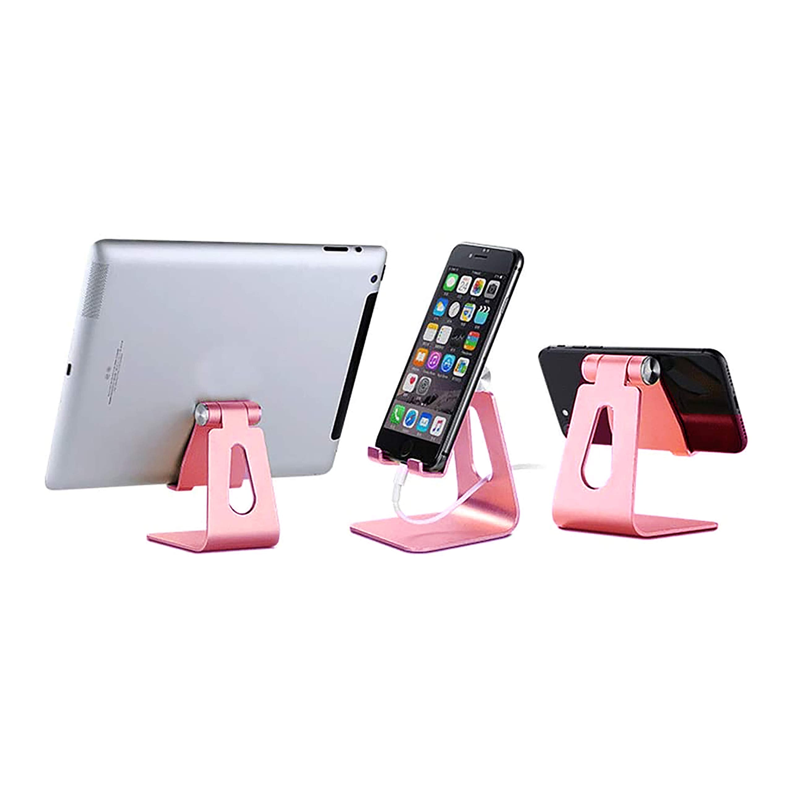Pokanic Phone & Tablet Stand Adjustable Multi‑Angle Aluminum Phone & Tablet Stand Non‑Slip Dock/Cradle/Charging Station for Desktop, Bed, Kitchen, Office