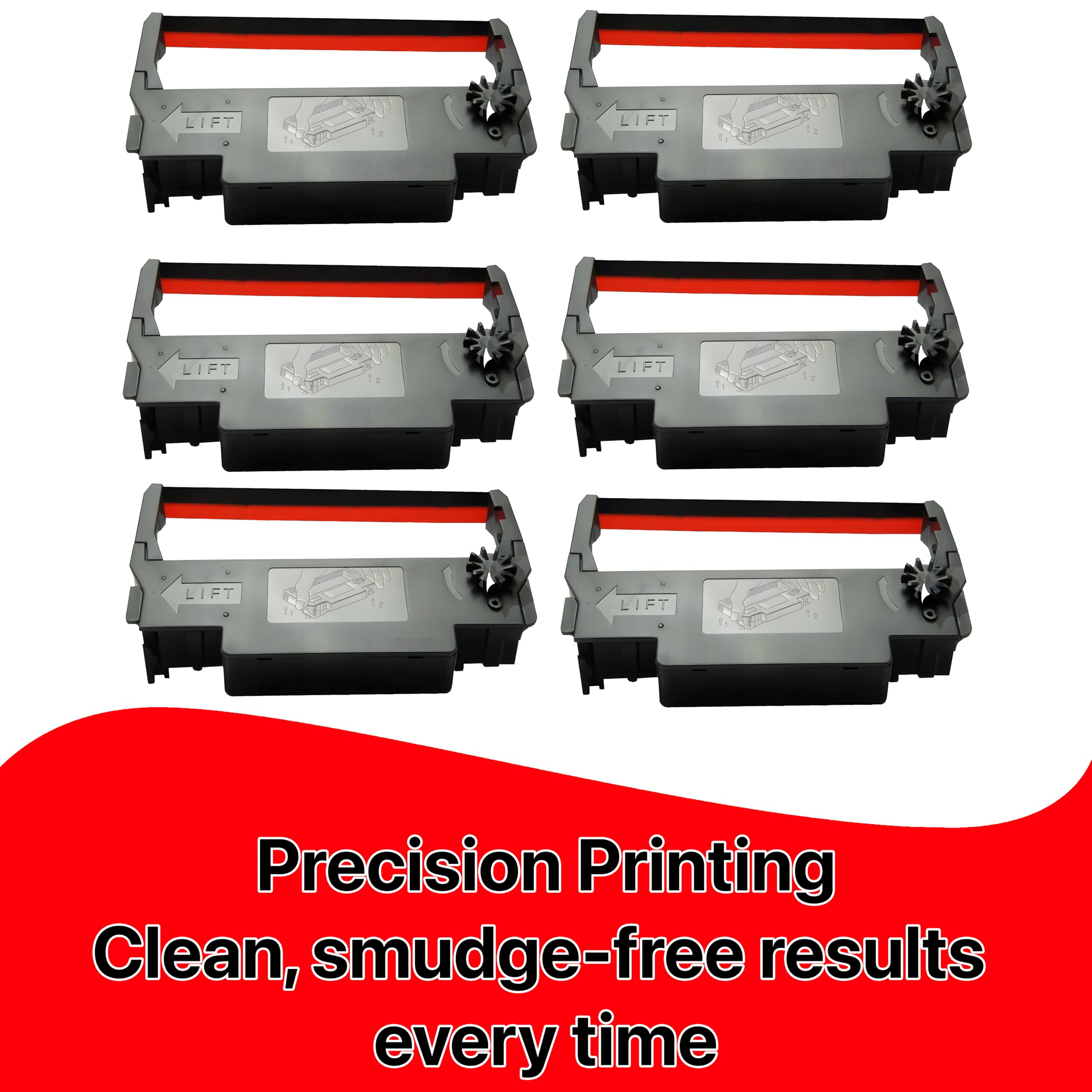 ERC-30 34 38 Ribbon Ink Cartridge Receipt Printer Black and Red, ERC30 Compatible with Epson Printer SNBC BTP-M280, BTP-M280A, BTP-M280B, BTP-M280D, BTP-M300, POS (6 Pack)