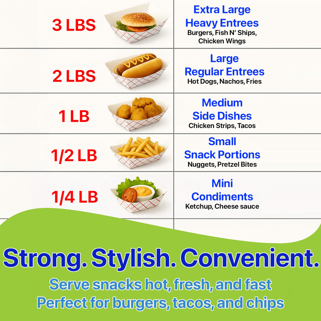 Pokanic Checkered Kraft Paper Boat Trays [ lb] x [ Pack] Disposable [ x x x] Containers Bowls Baskets Heavy-Duty Foods Snacks Hot Dogs Sandwich Burgers Popcorn Chips Tacos Nachos