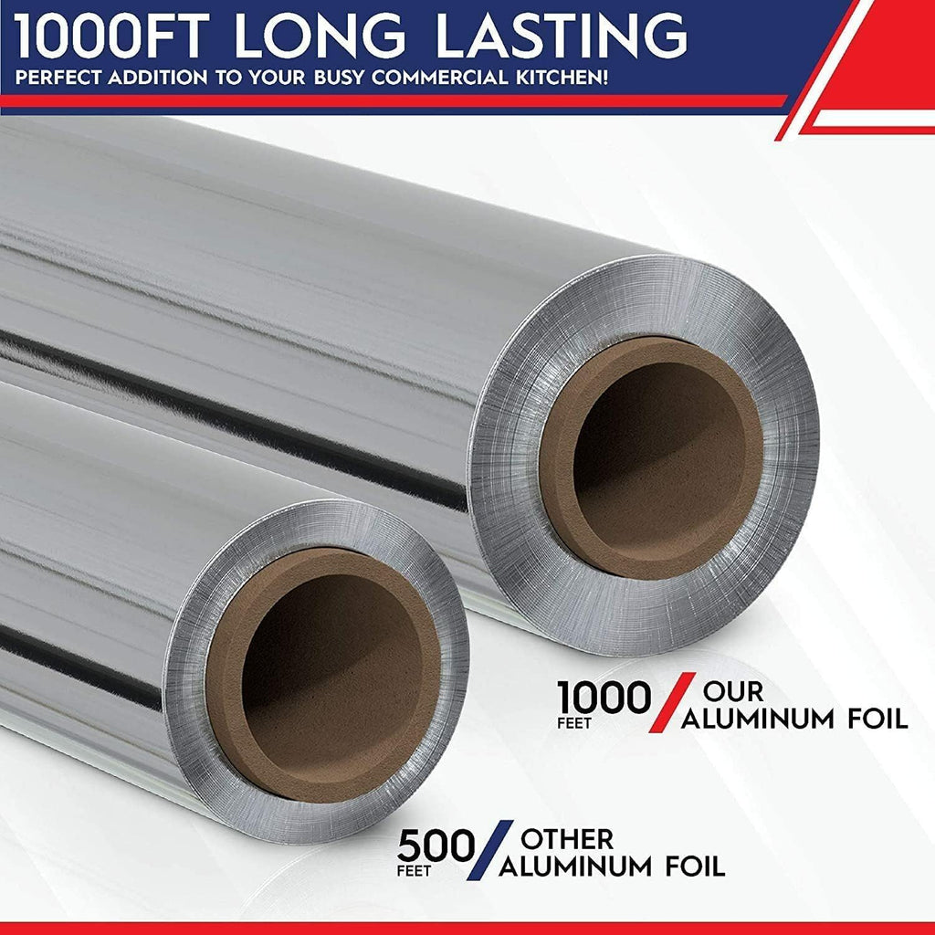 Pokanic Aluminum Foil Wrap Roll 12 in x1000 Feet Long | Industrial Size and Strength | Commercial Grade & Length Foil Wrap for Food Service Industry and Home Use| Strong Silver