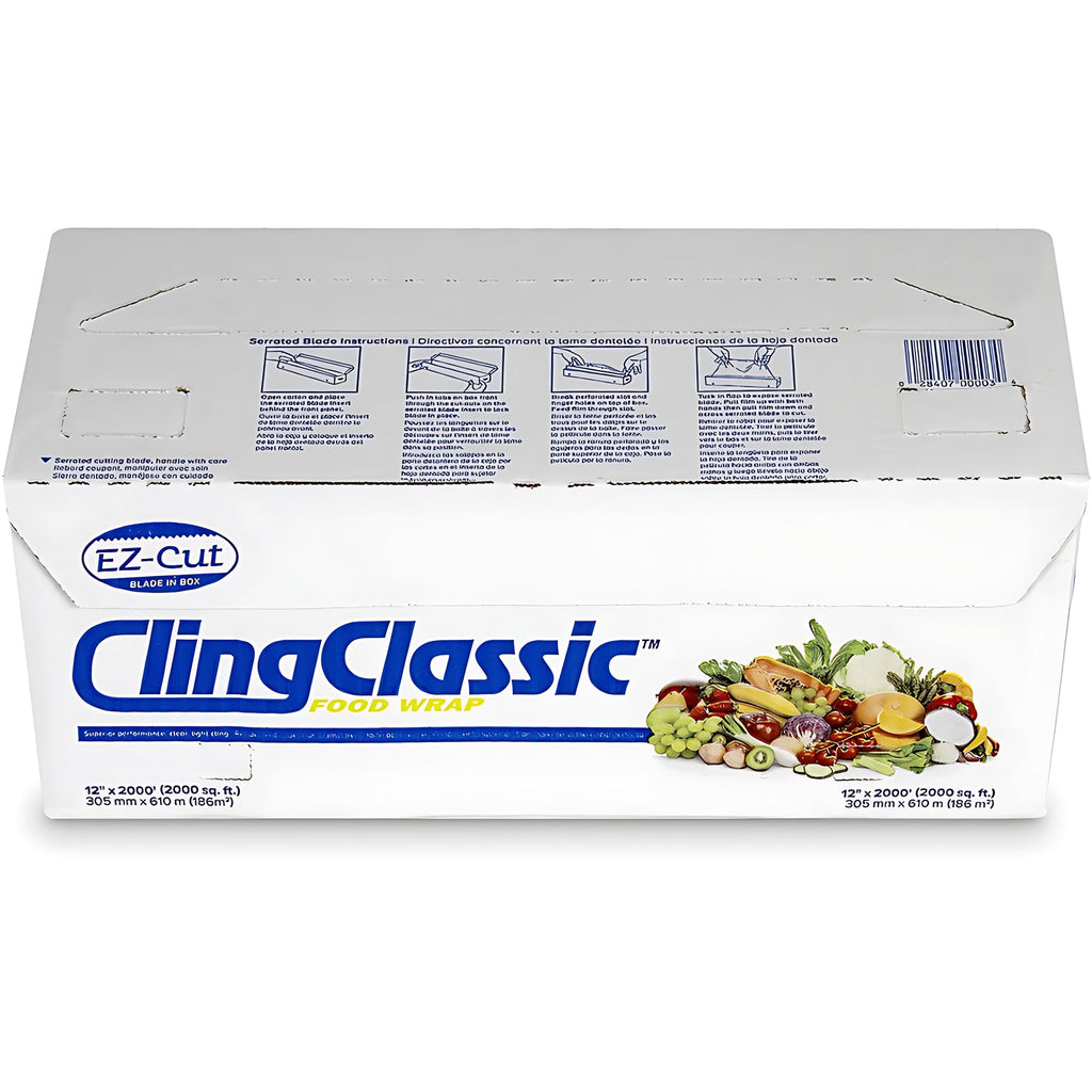 Pokanic Cling Plastic Wrap Classic Food Stretch Film Roll Clear ZipSafe Blade Cutter Easy to Cut Dispenser PVC BPA-Free Microwave & Freezer Safe Securely Seal Home Commercial Use