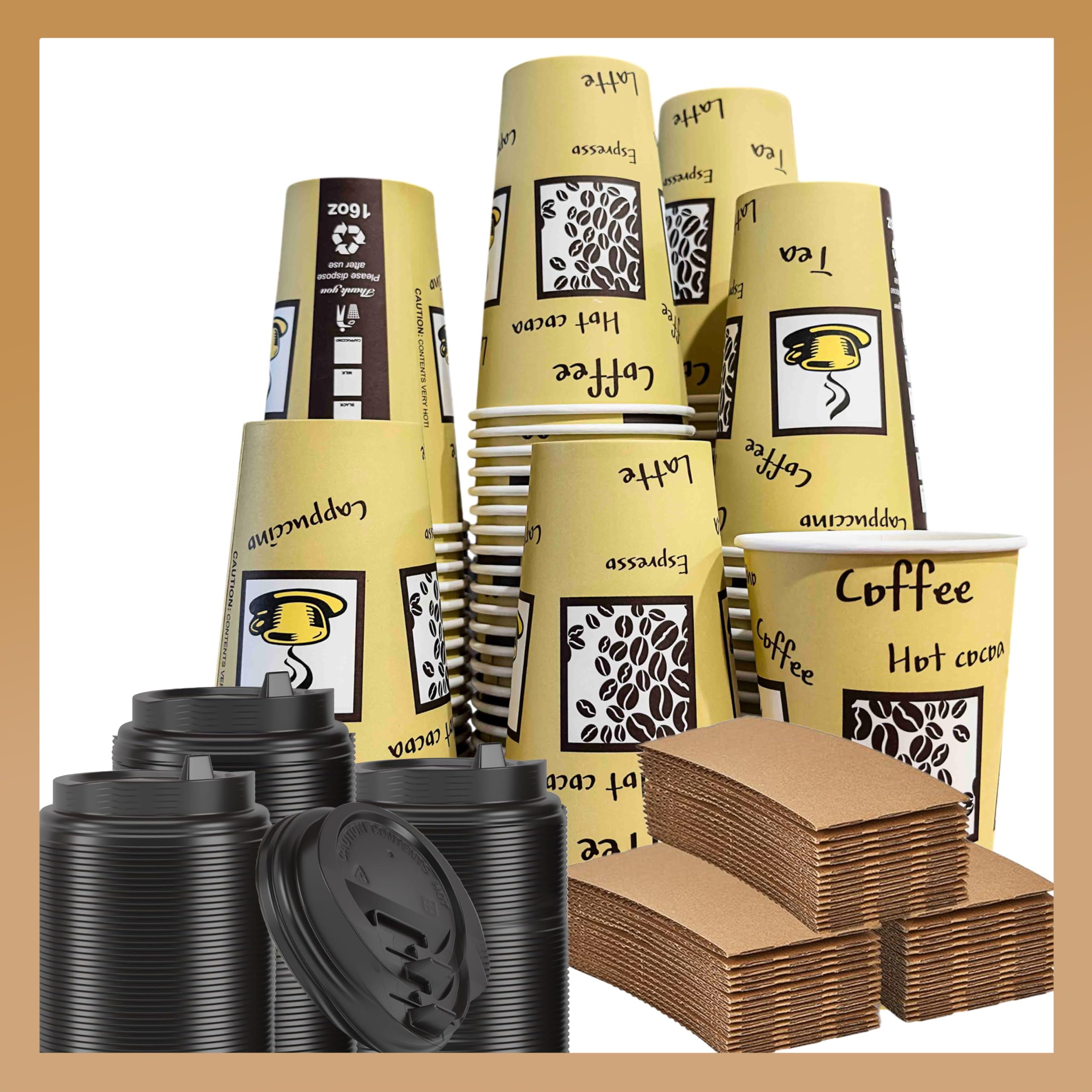 Pokanic Paper Cups oz Pack Disposable Hot Cold Beverage Drinking Coffee Water Juice Tea Party Travel Events Cafe Restaurant School Office Home Kitchen