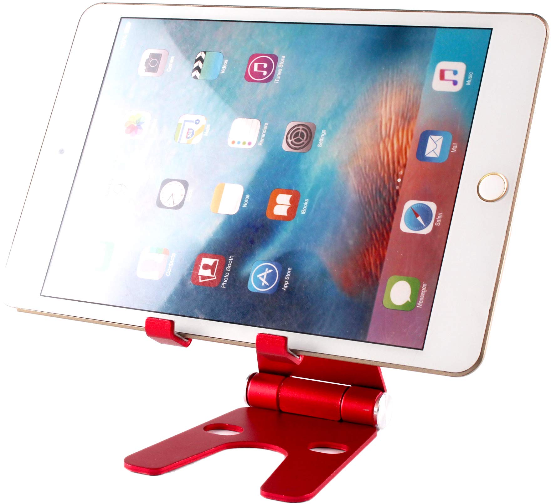 POKANIC Cell Phone Fully Foldable Stand Dock Holder Cradle Mount Organizer Charger Station Table Desk Office School Kitchen Travel Portable Adjustable Multi-Angle Aluminum Pouch