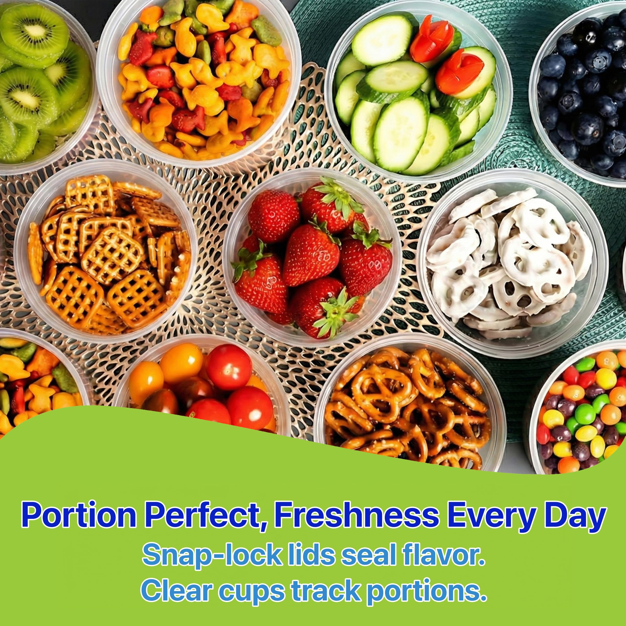 Pokanic Food Storage Containers [50 Set] 16 oz Plastic Deli Containers with Lids Slime Soup Meal Prep Containers | BPA Free | Stackable | Leakproof | Microwave/Dishwasher/Freezer Safe