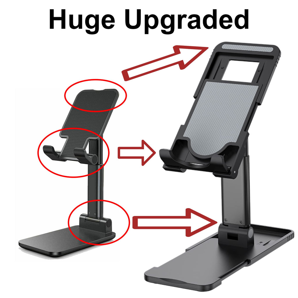 Pokanic Cellphone Tablet Stand Mount Fully Foldable Dock Holder Cradle Charger Station Desk Room Office School Kitchen Travel Portable Adjustable Multi-Angle Non-Slip Durable Stable