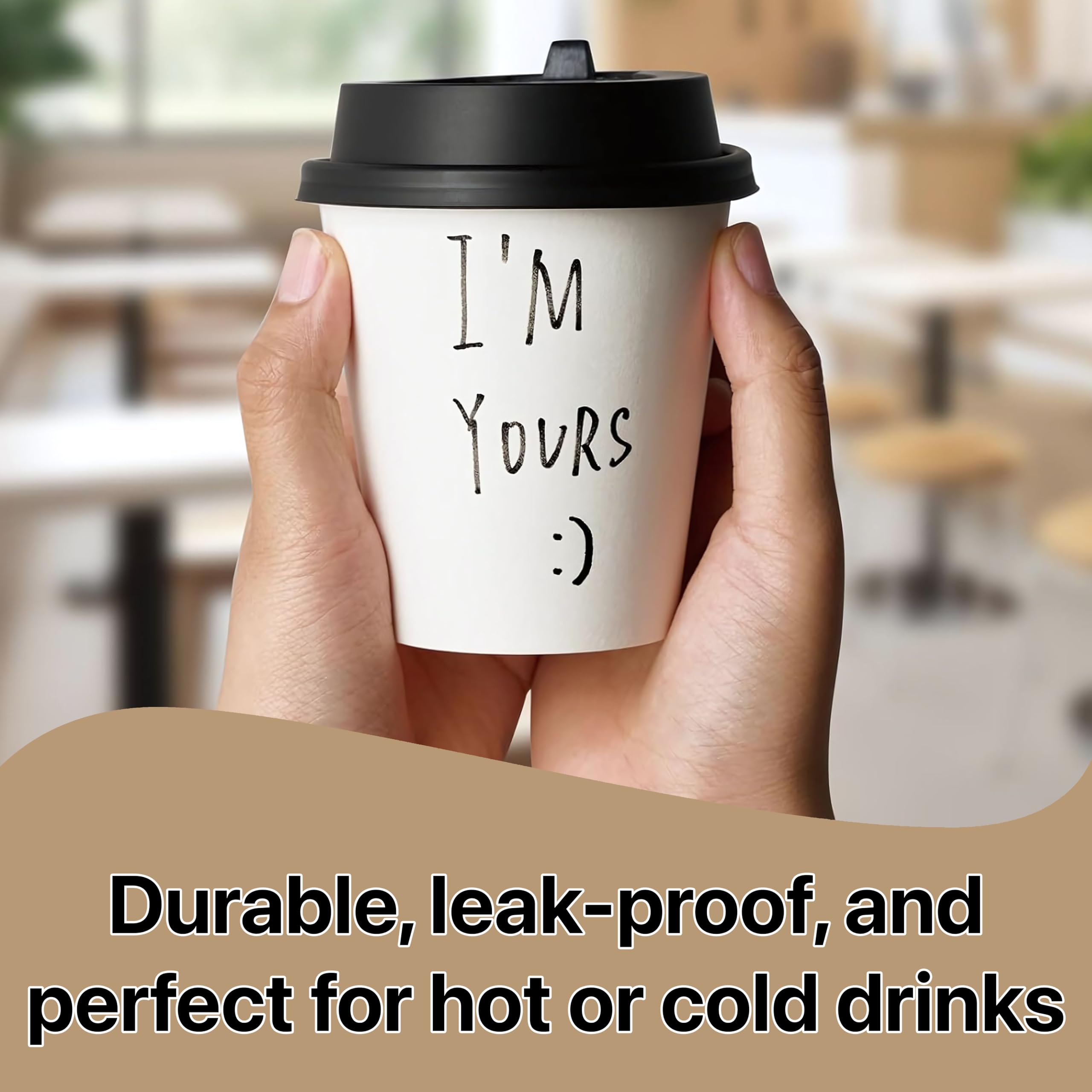 Pokanic Paper White Cups [ oz] with Lids and Sleeves x [10 Set] Disposable Hot Cold Coffee Water Beverage Drinking for School Office Home Kitchen Cafe Restaurant