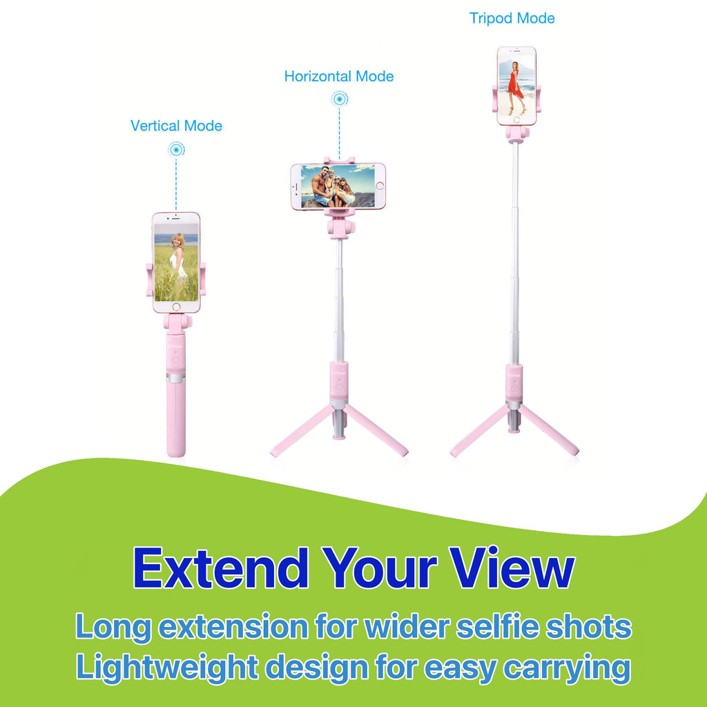 Pokanic Selfie Stick Tripod with Wireless Remote Controller Pouch Extendable Adjustable Stand Mount Light-Weight V-Log Compatible with All Apple iPhone, Samsung Galaxy