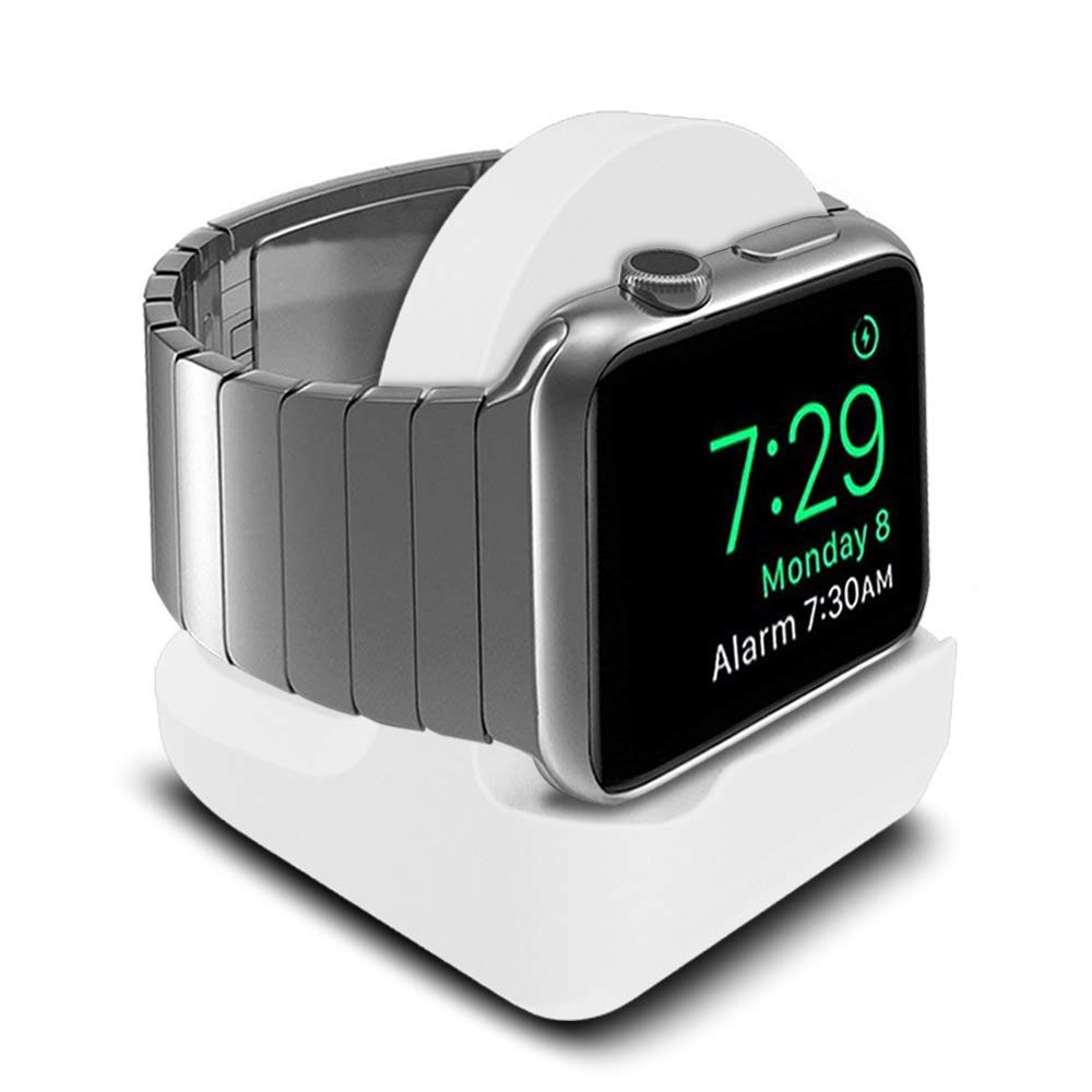 Watch Stand Compatible Apple Watch with All Series and All Models, Silicone Charging Dock with Nightstand Mode and Cable Management Slot, Portable Desk Holder for Home or Travel