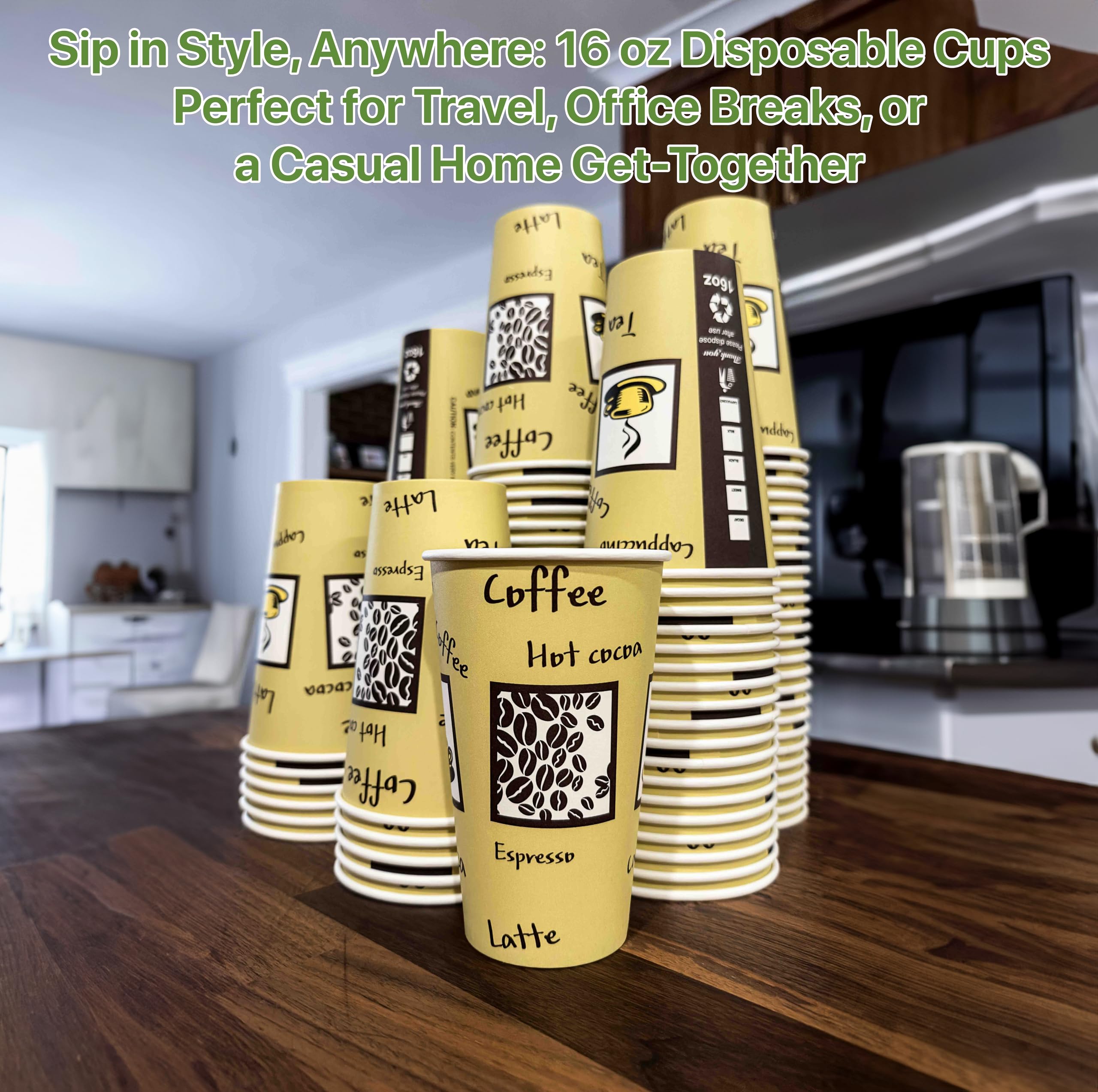 Pokanic Paper Cups oz Pack Disposable Hot Cold Beverage Drinking Coffee Water Juice Tea Party Travel Events Cafe Restaurant School Office Home Kitchen