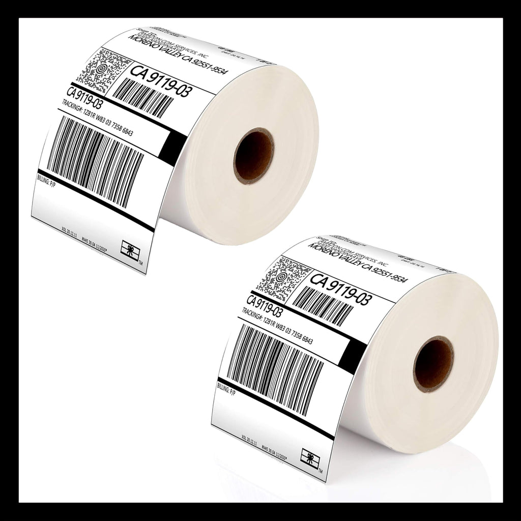 Pokanic Fanfold 4 x 6 inch Thermal Labels Stack Direct White Strong Adhesive Perforated Postage Shipping Printer Compatible with Zebra SNBC Epson Rollo