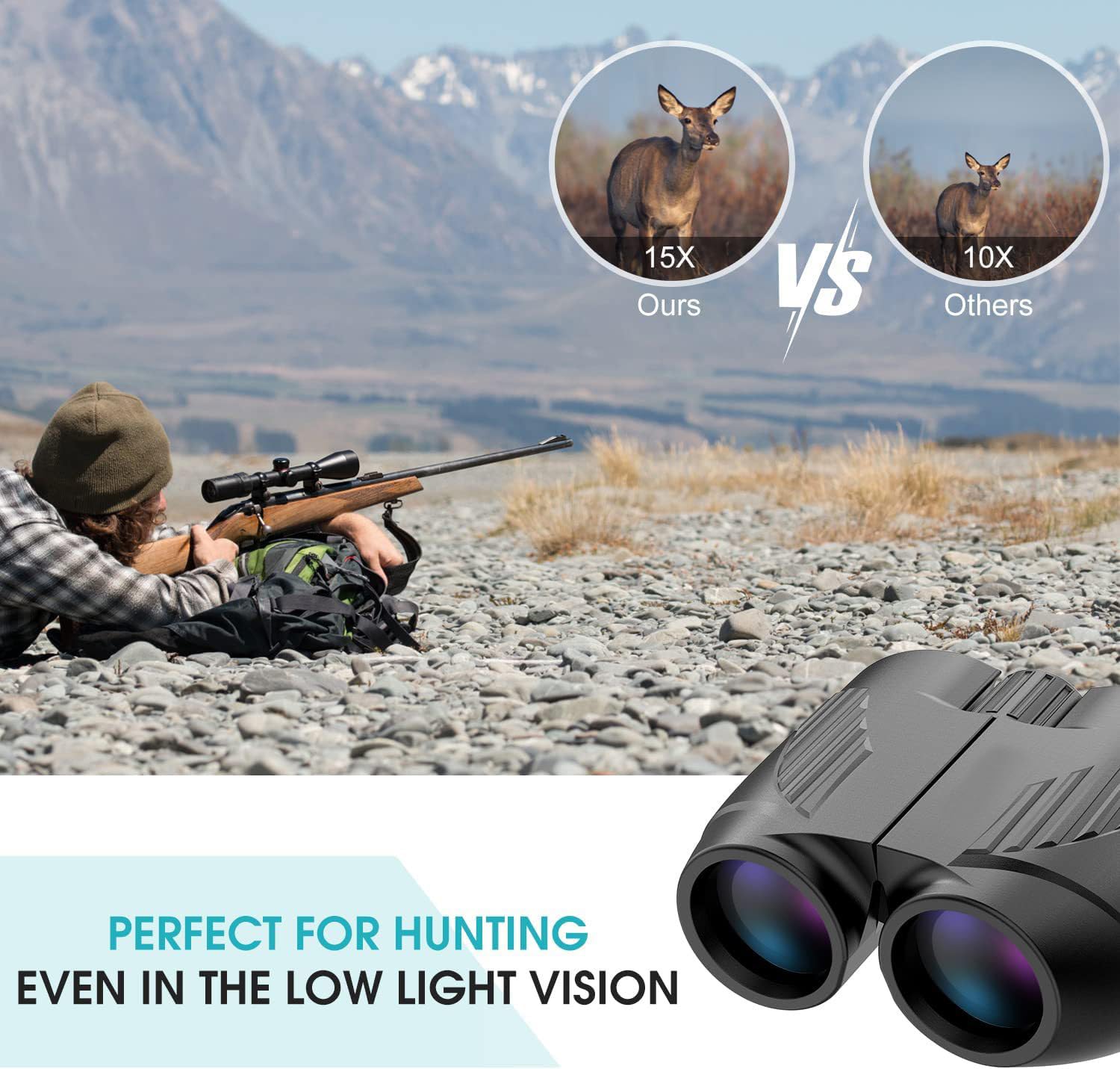 Pokanic Binoculars High-Resolution [12 x 25 Optics] Clear Vision Compact Size for Travel, Camping, Hiking, Bird Watching, Wildlife, Outdoor Adventure